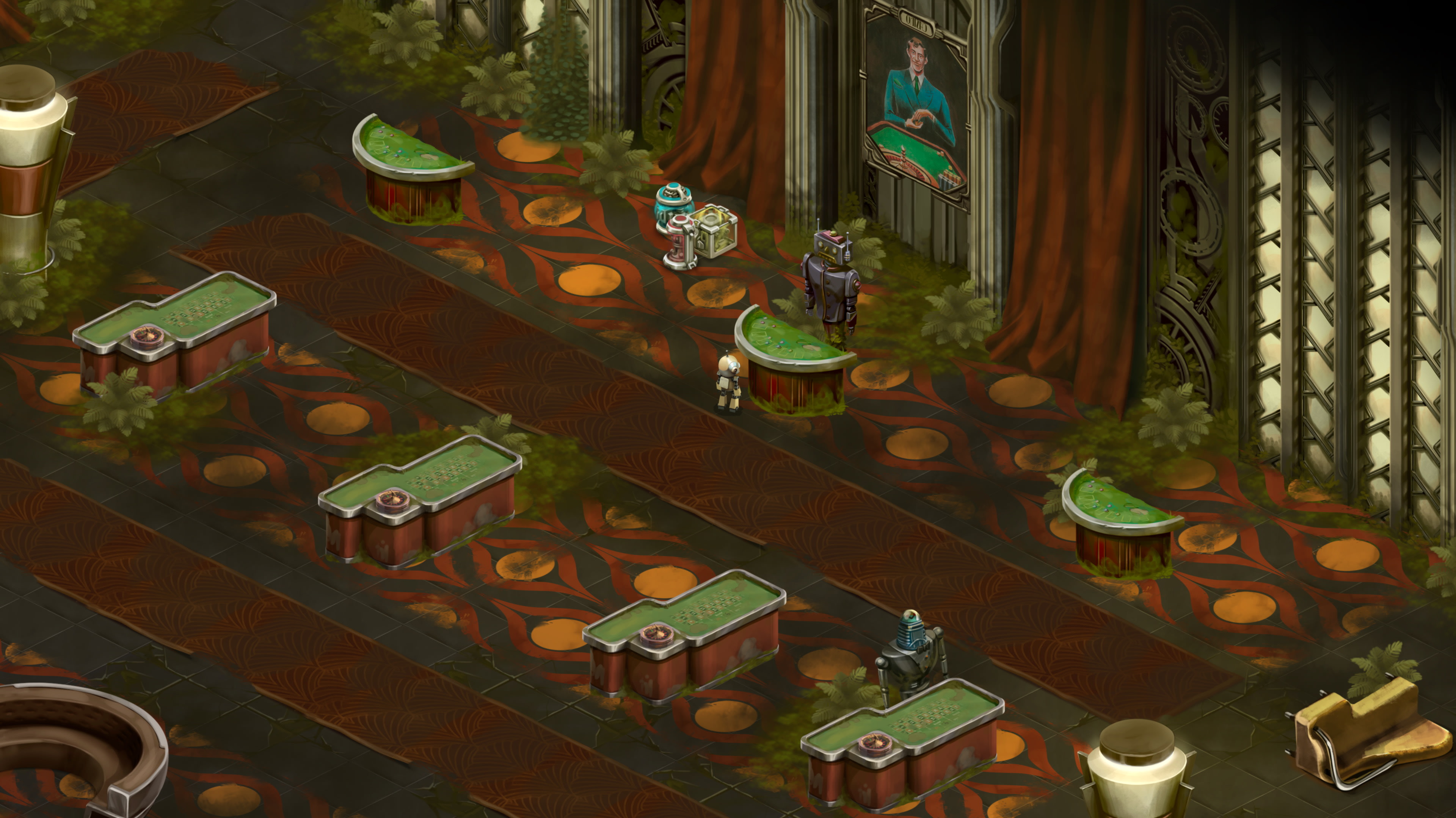 Retro Machina characters in a casino HD Wallpaper