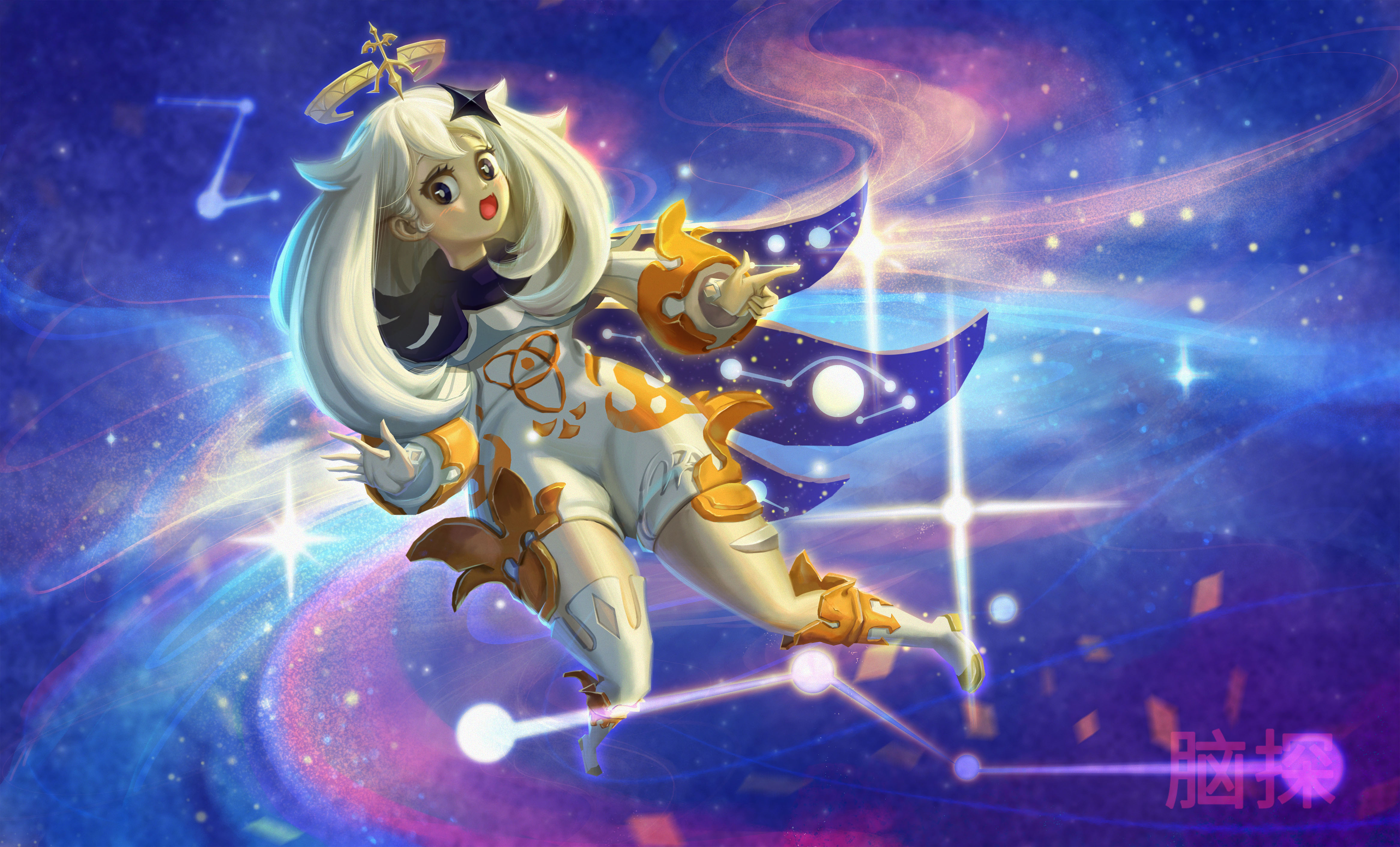 Paimon from Genshin Impact in space HD Wallpaper