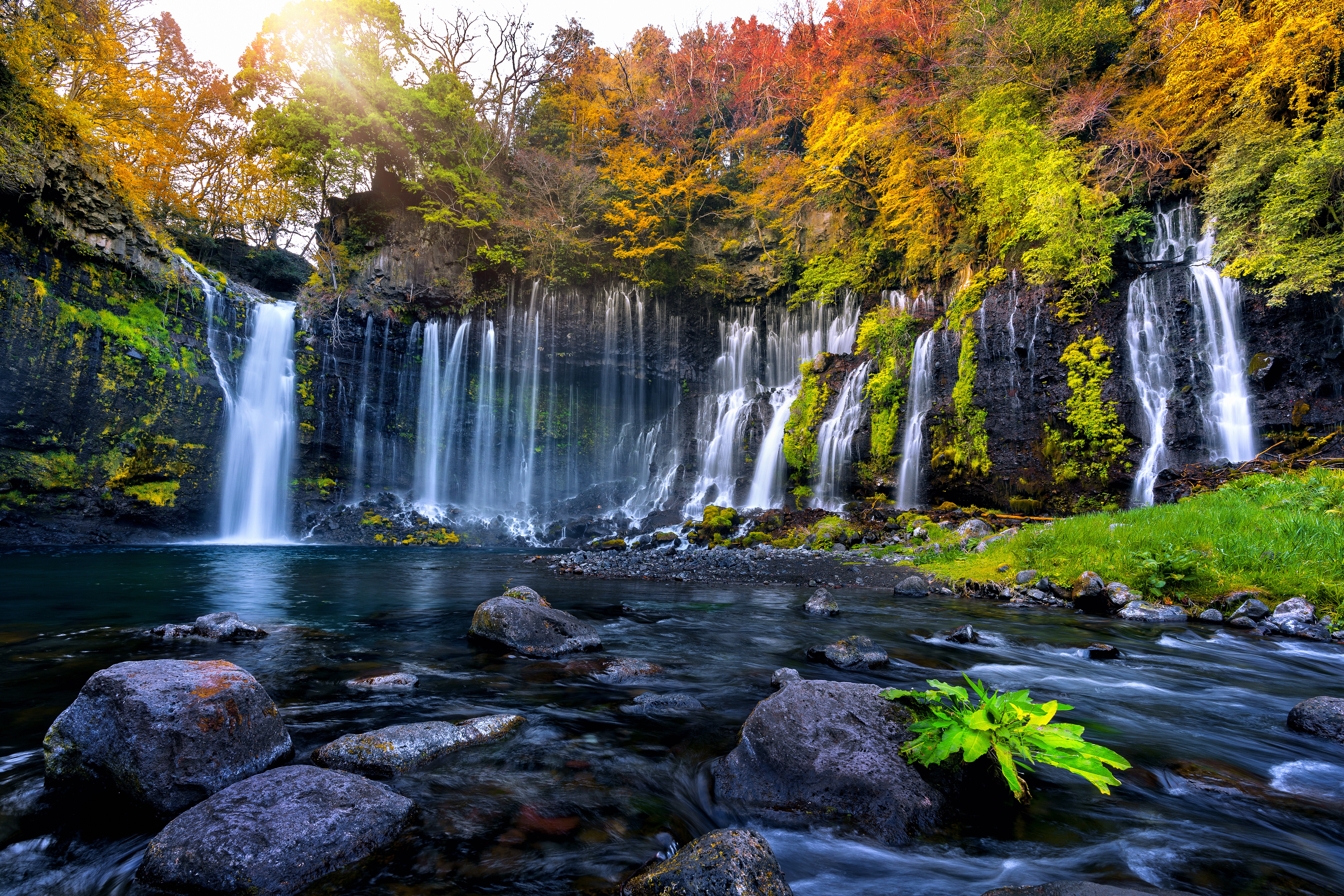 Shiraito Falls in Autumn HD Wallpaper