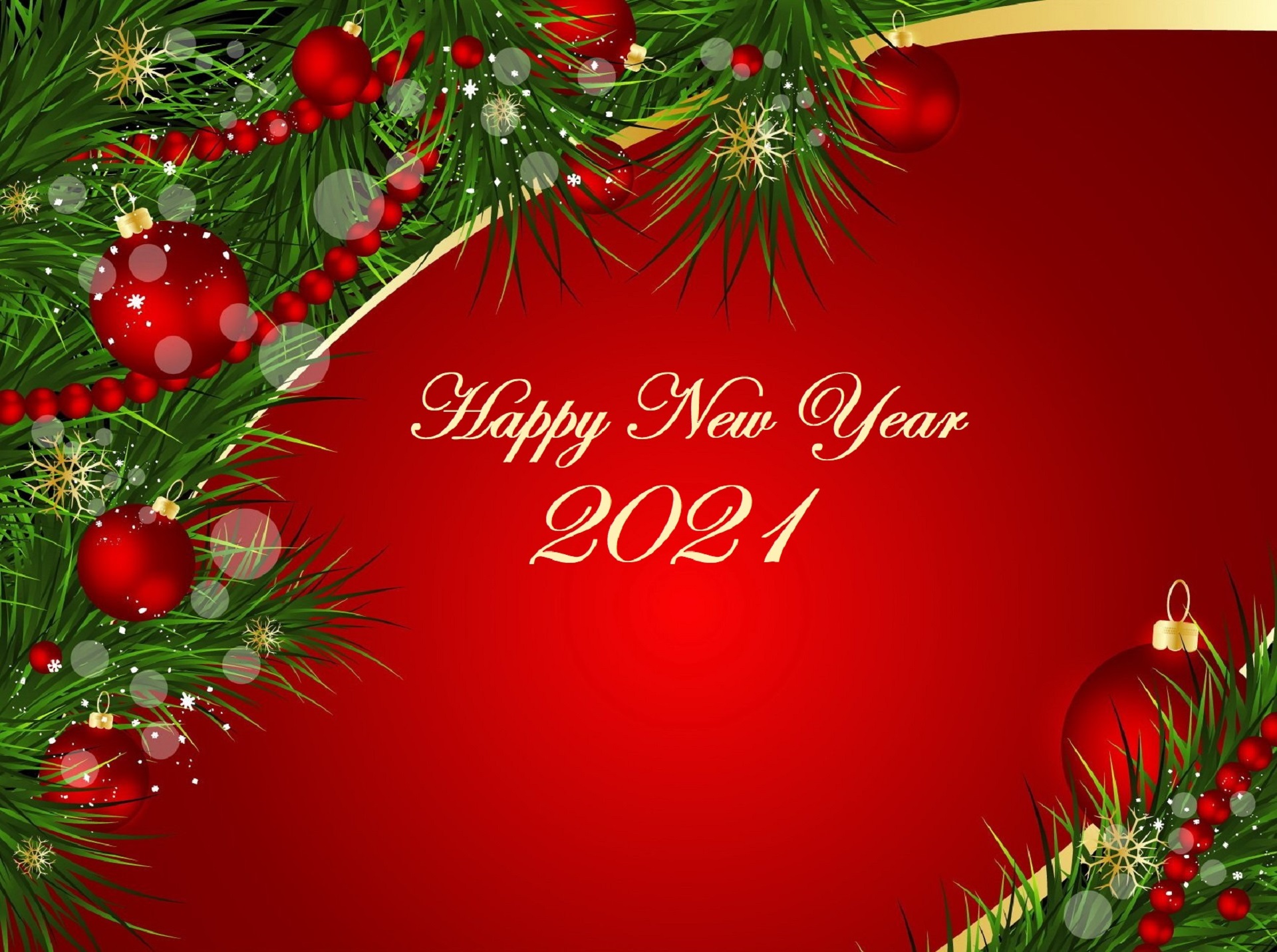 Happy New Year 2021 Christmas Ornaments HD Wallpaper