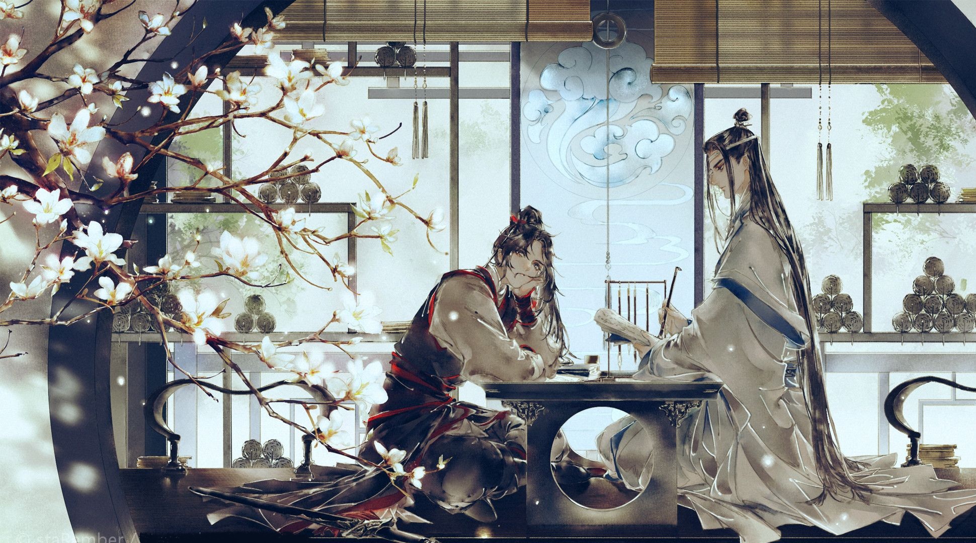 Wei Wuxian and Lan Wangji in a room HD Wallpaper