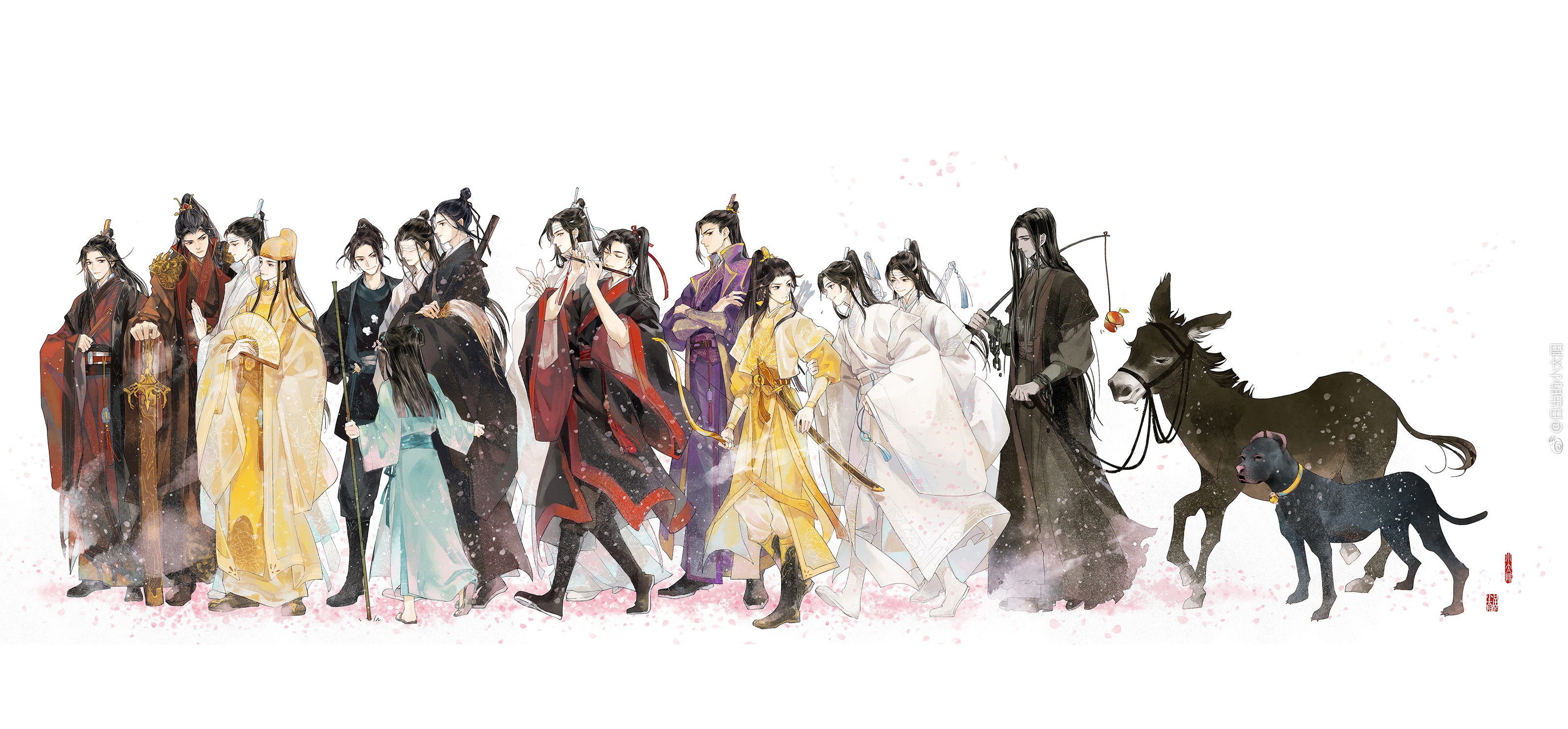 Mo Dao Zu Shi characters with donkey and dog HD Wallpaper