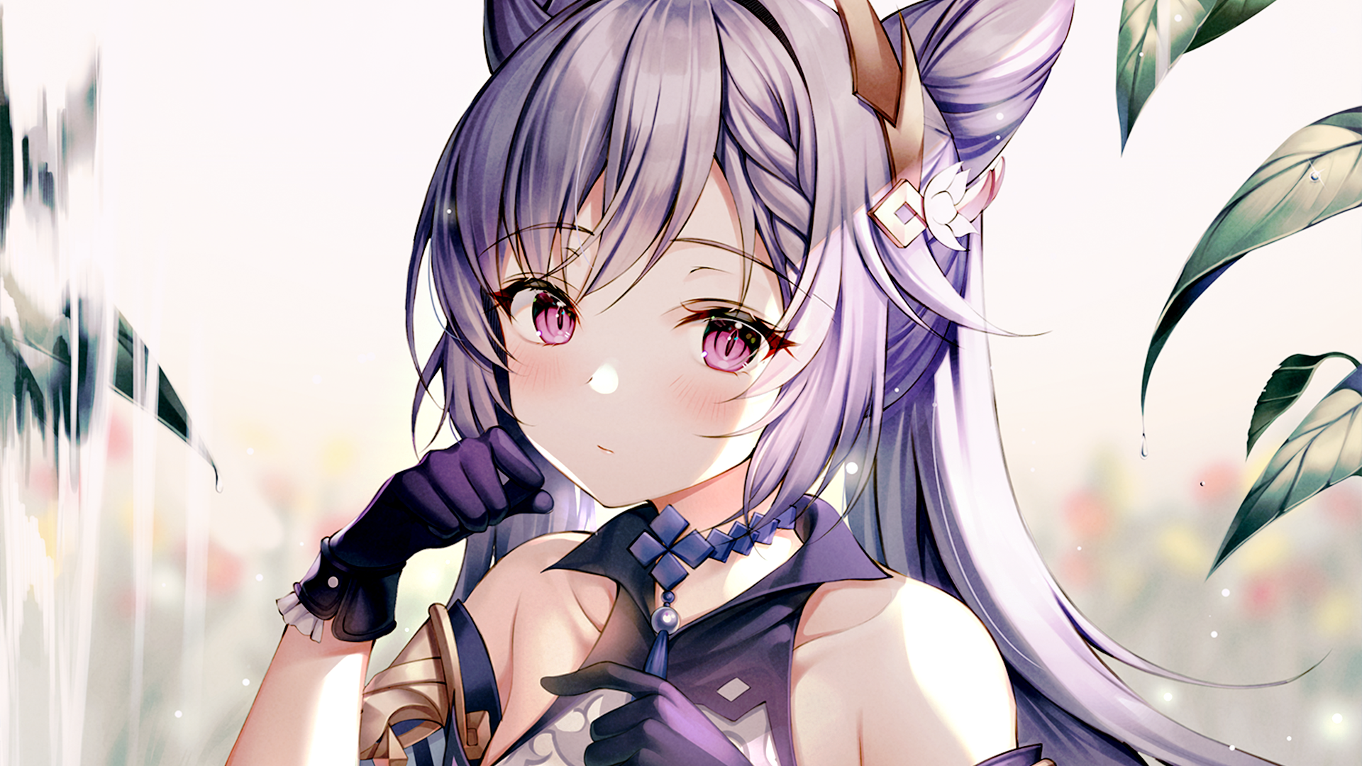 Keqing from Genshin Impact with purple hair and eyes HD Wallpaper
