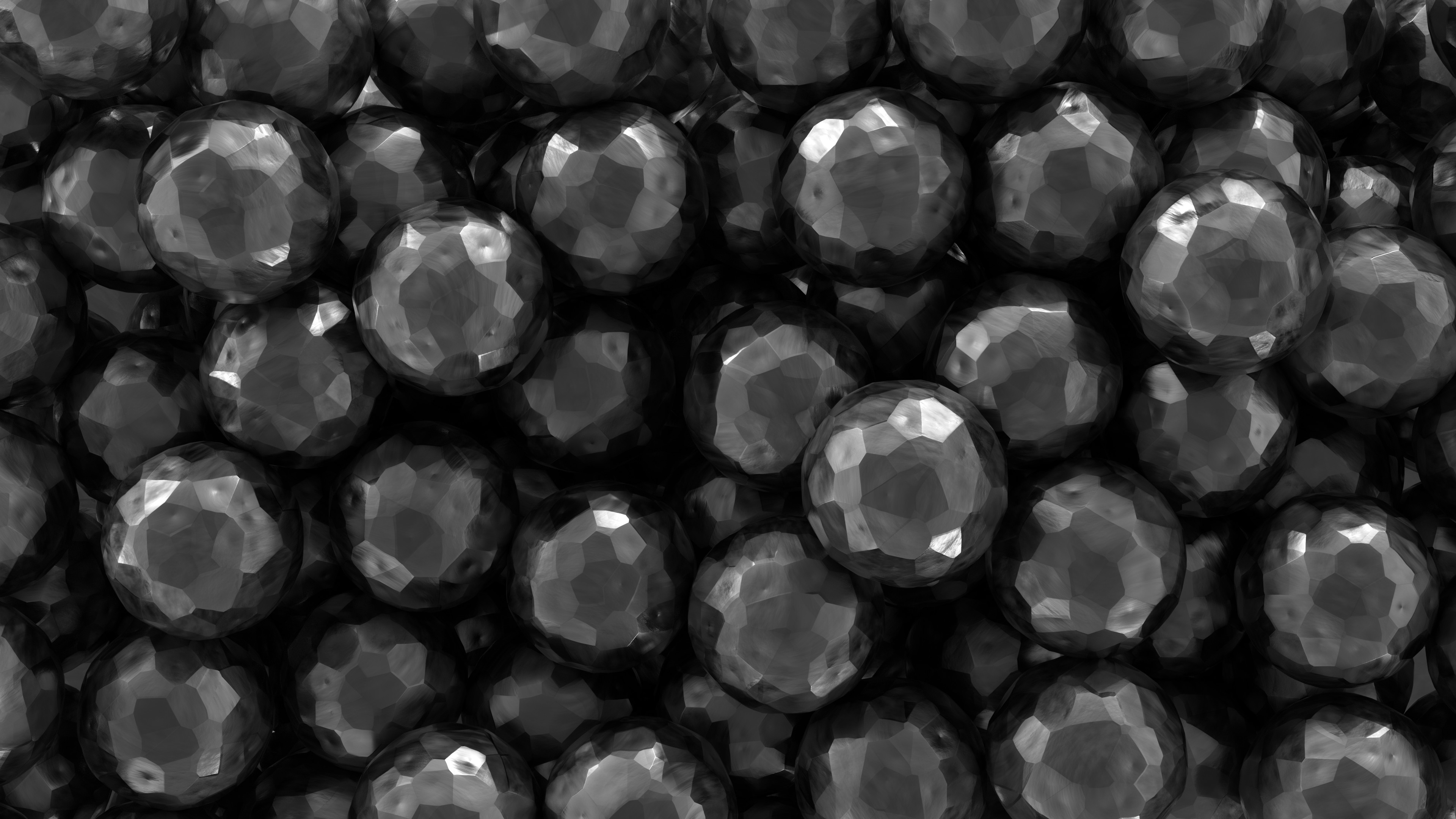 Pile of faceted steel marbles HD Wallpaper