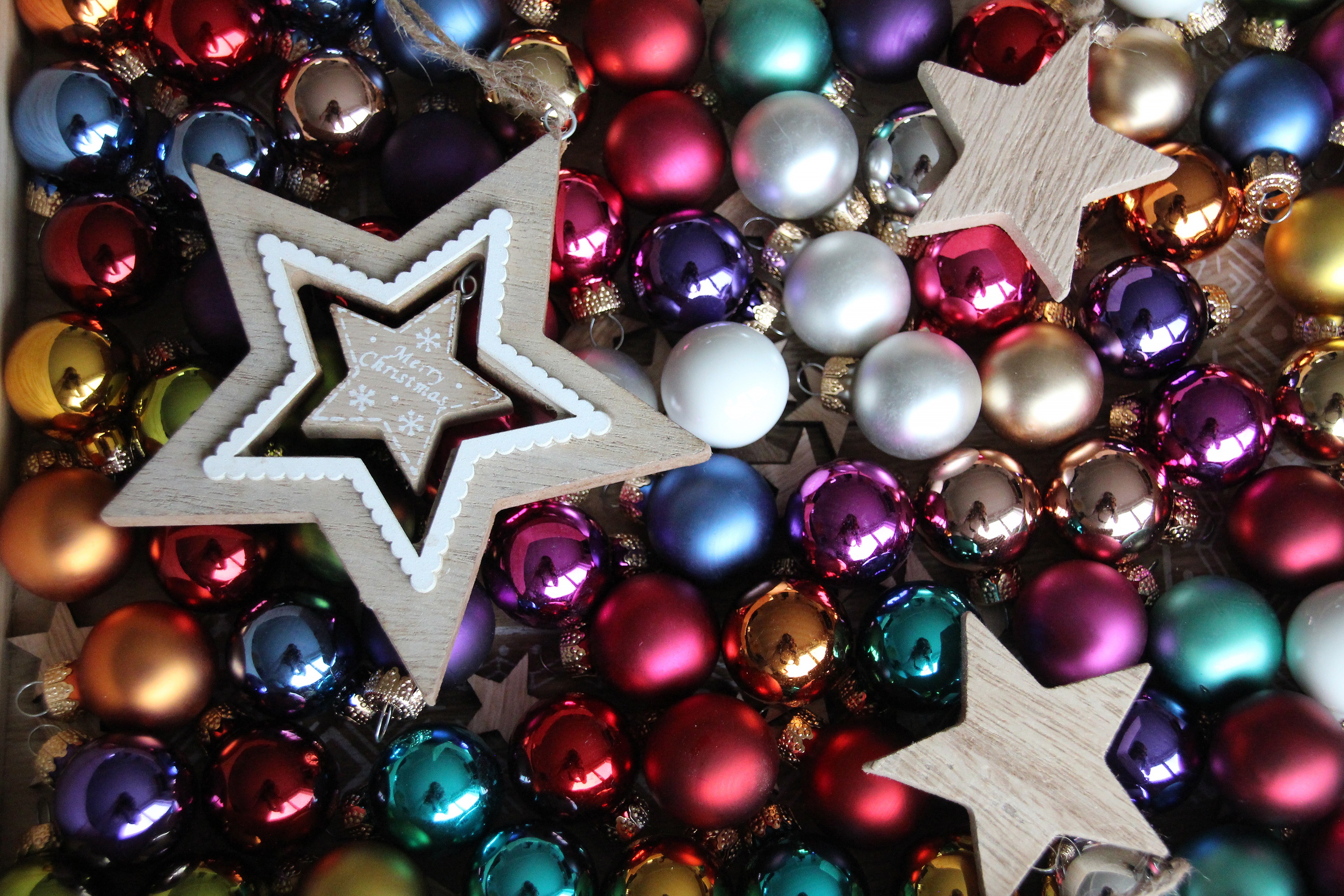 Christmas Ornaments with Stars HD Wallpaper