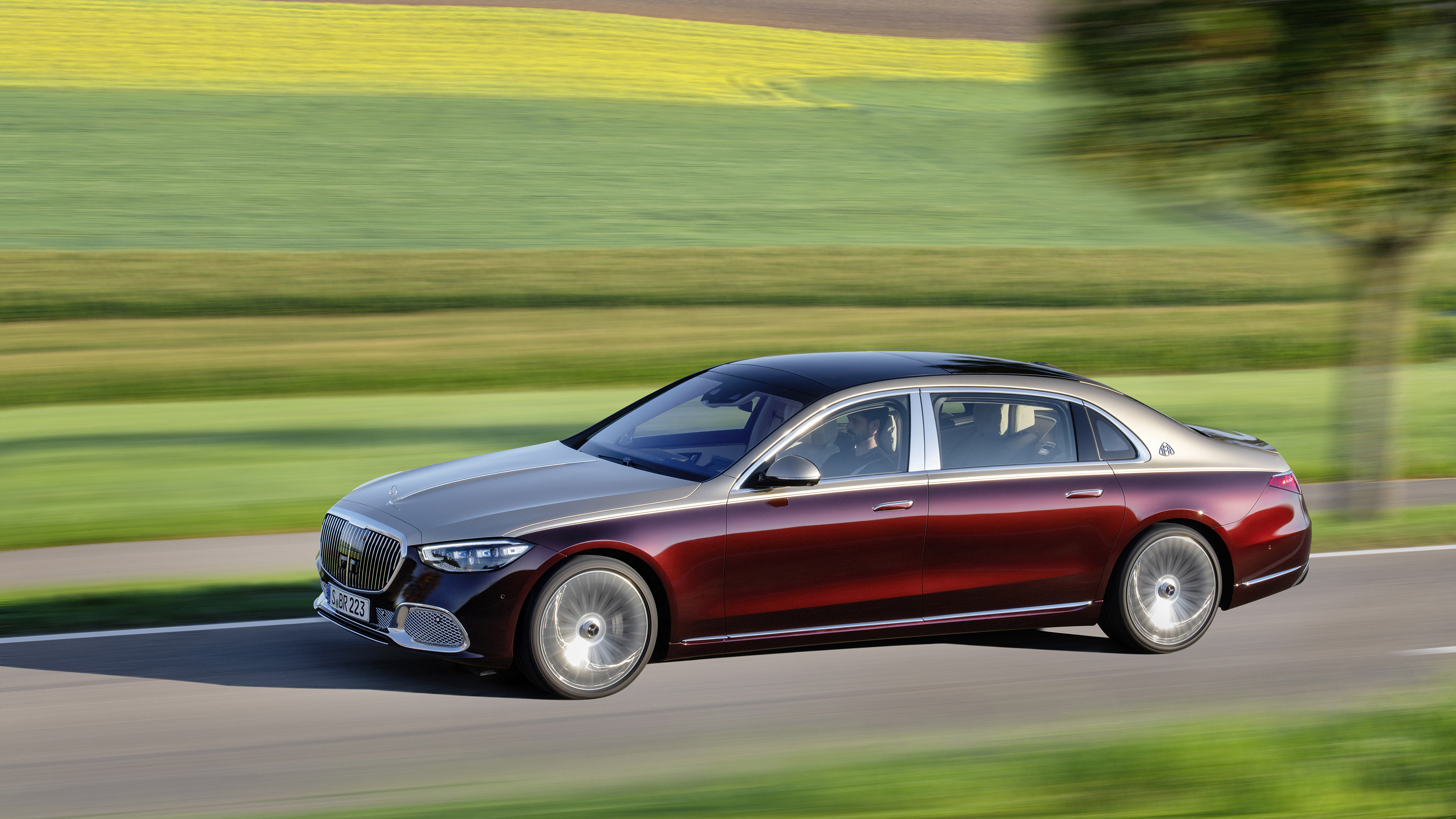 Mercedes-Maybach S580 4K driving on a road HD Wallpaper