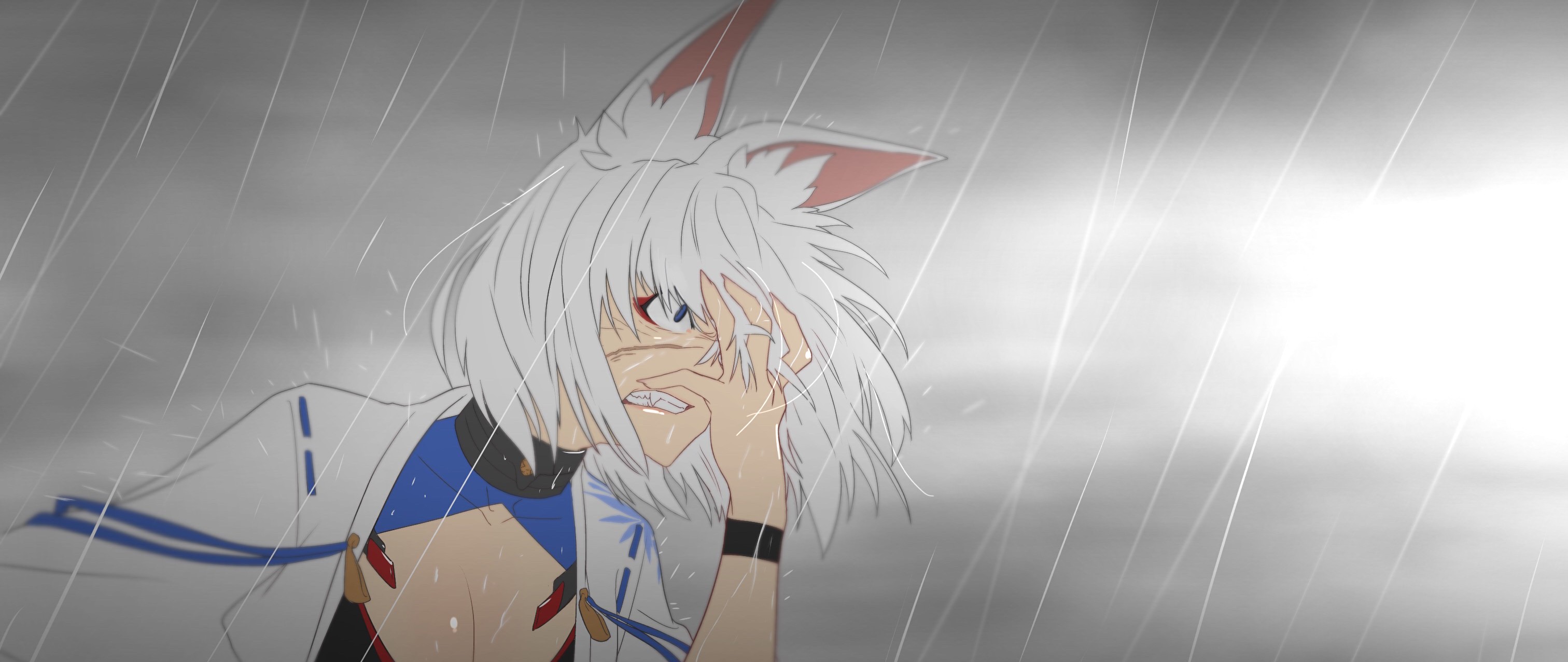 Kaga from Azur Lane in the rain HD Wallpaper