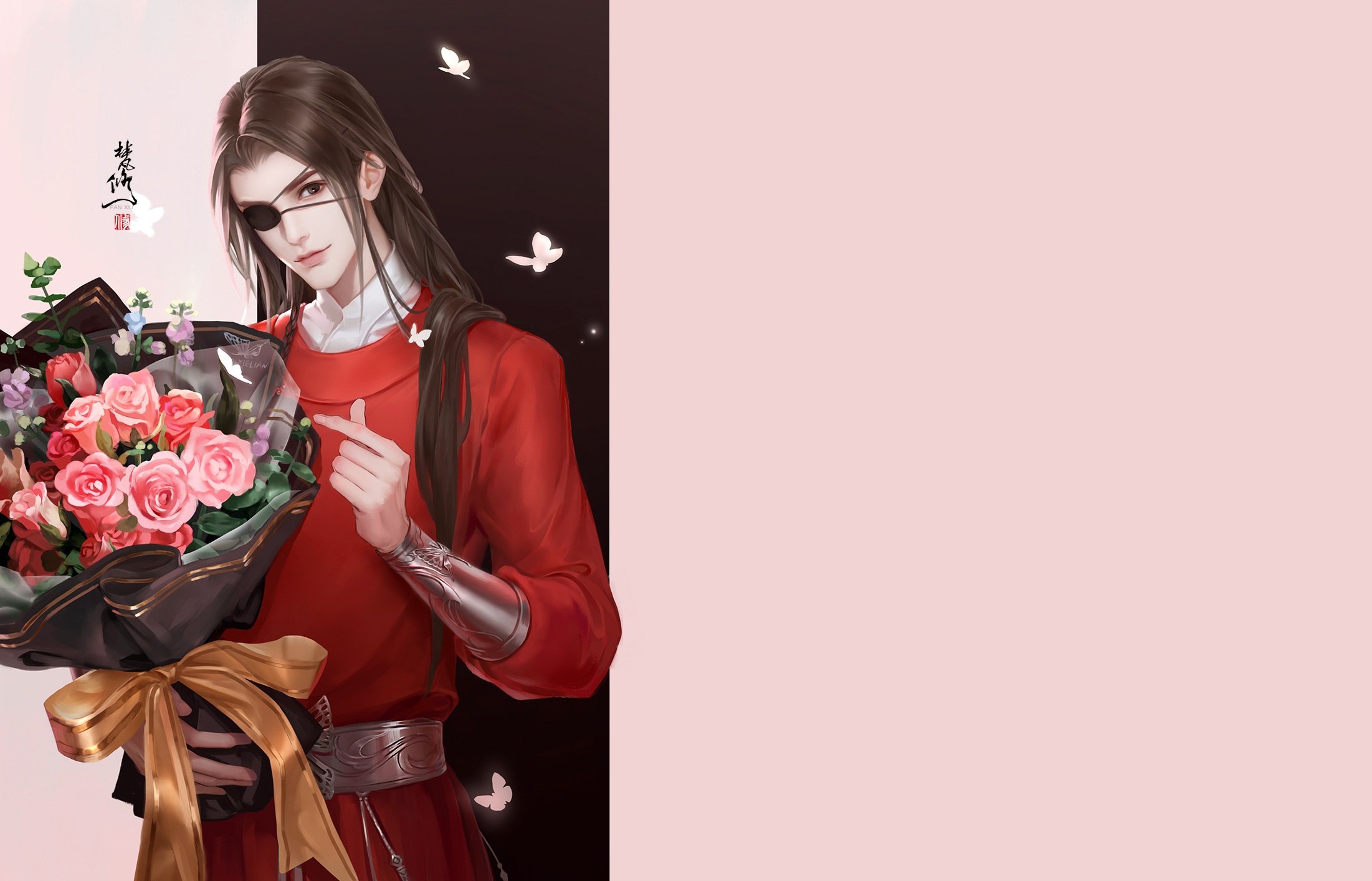 Xie Lian from Tian Guan Ci Fu holding flowers HD Wallpaper