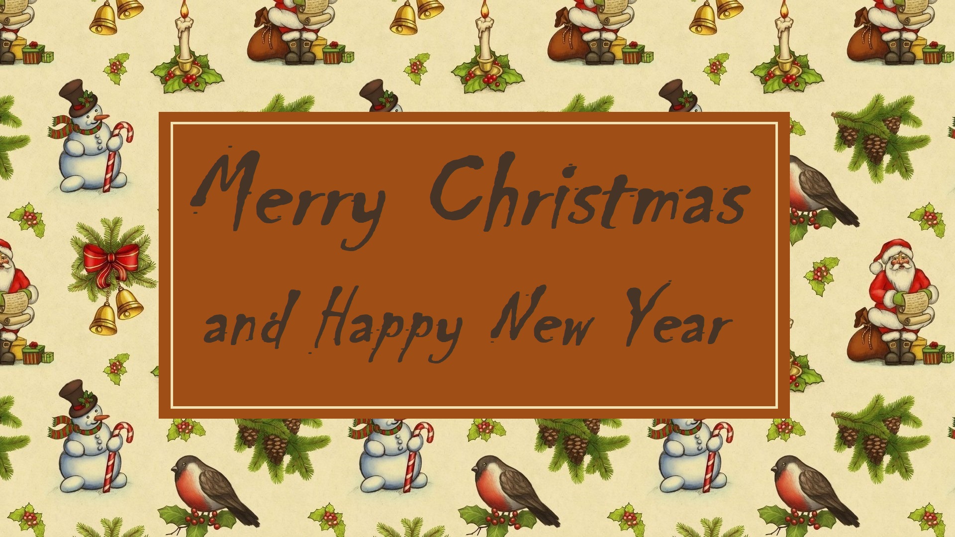 Merry Christmas and Happy New Year greeting card HD Wallpaper