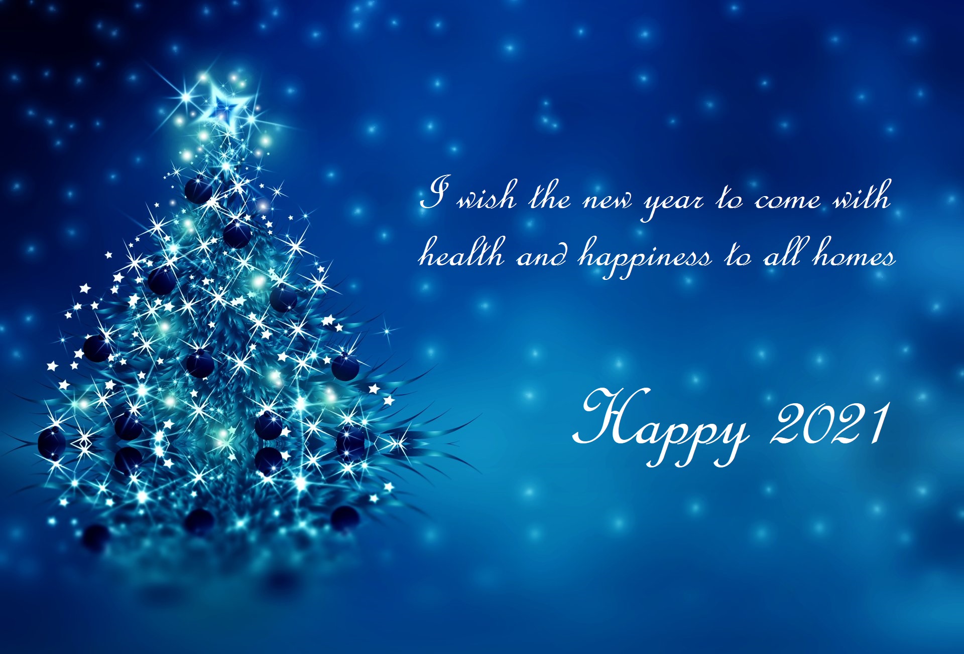 Happy 2021 New Year Greeting with Christmas Tree HD Wallpaper