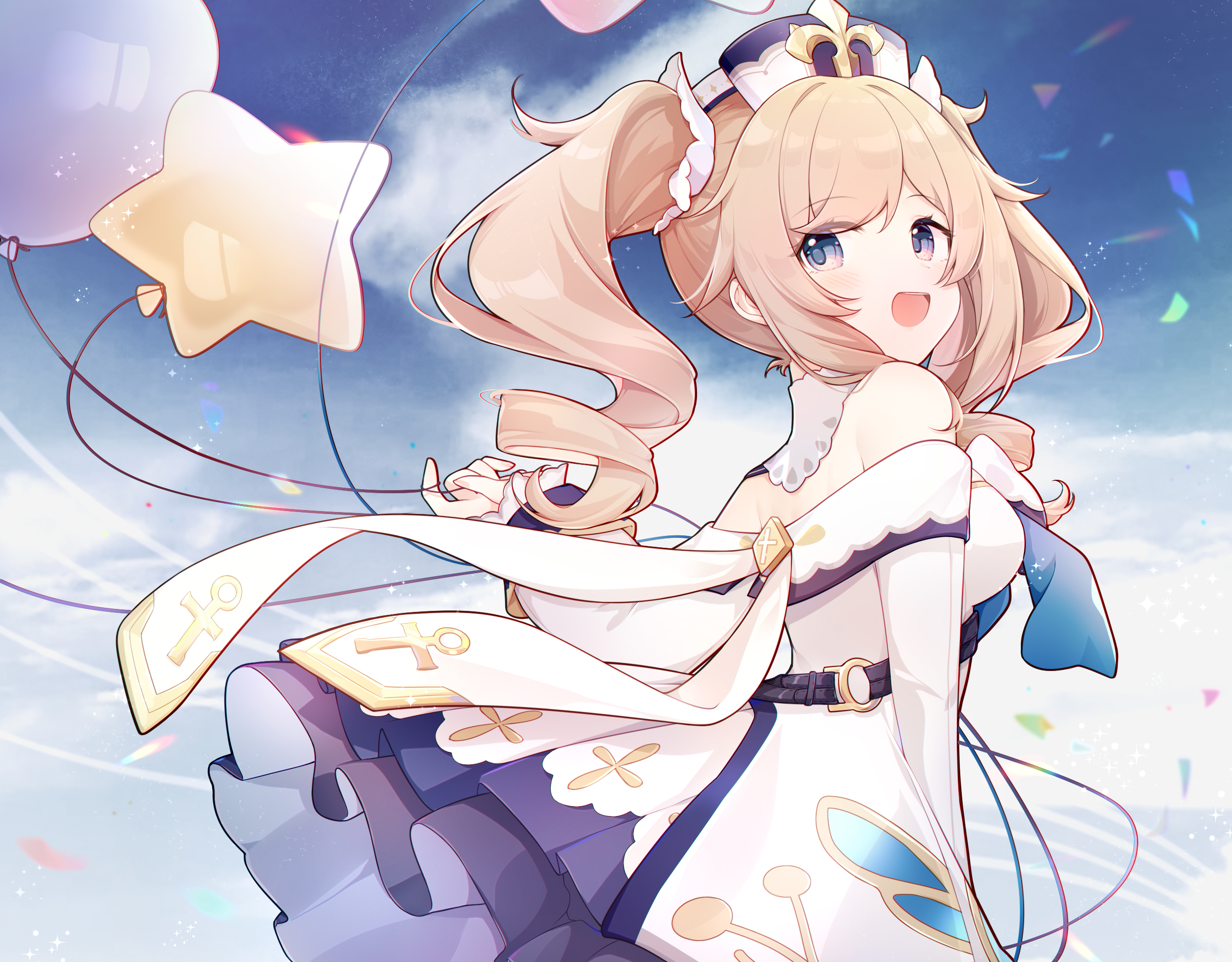 Barbara from Genshin Impact with Balloons HD Wallpaper
