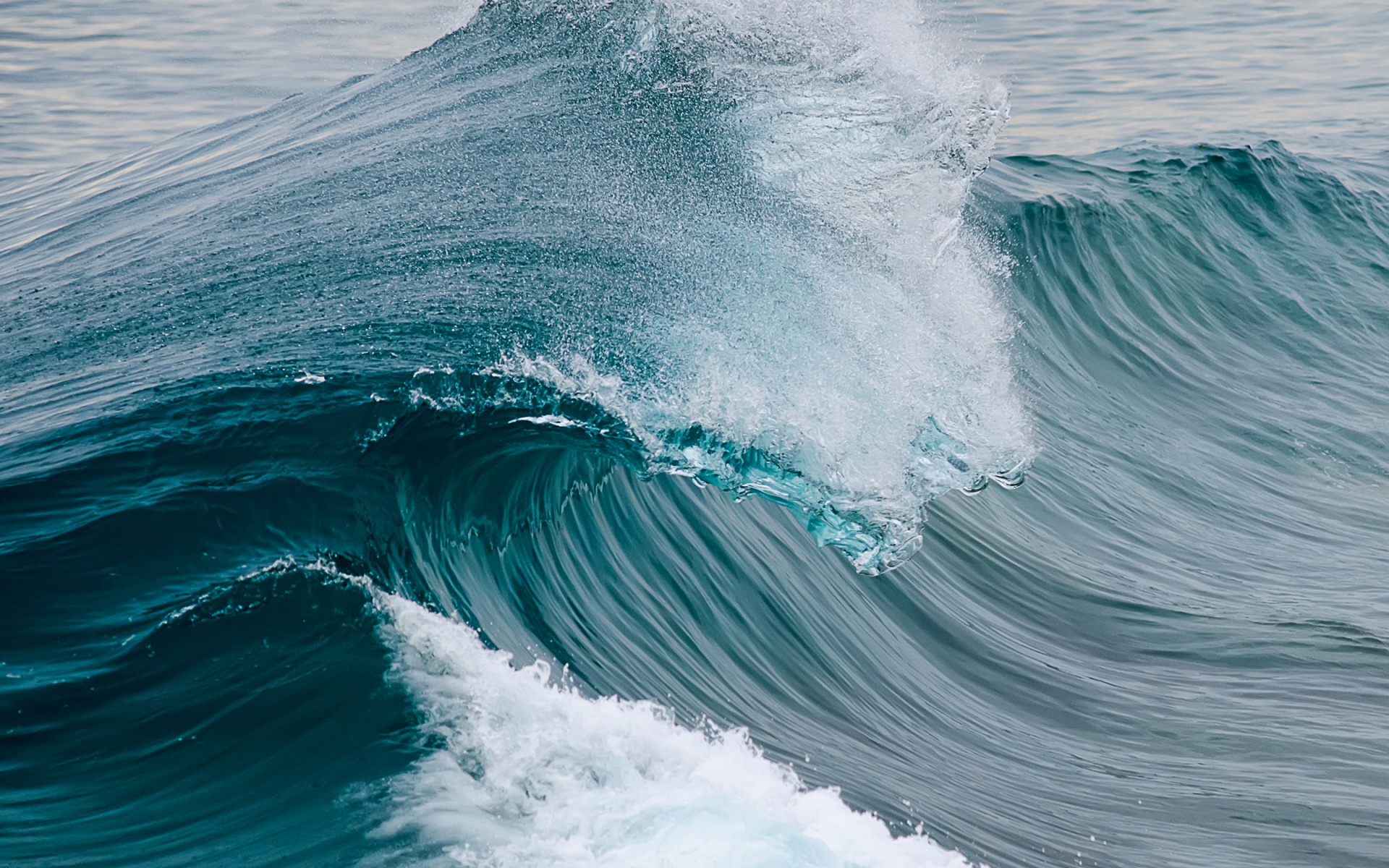 Ocean wave crashing with white foam HD Wallpaper