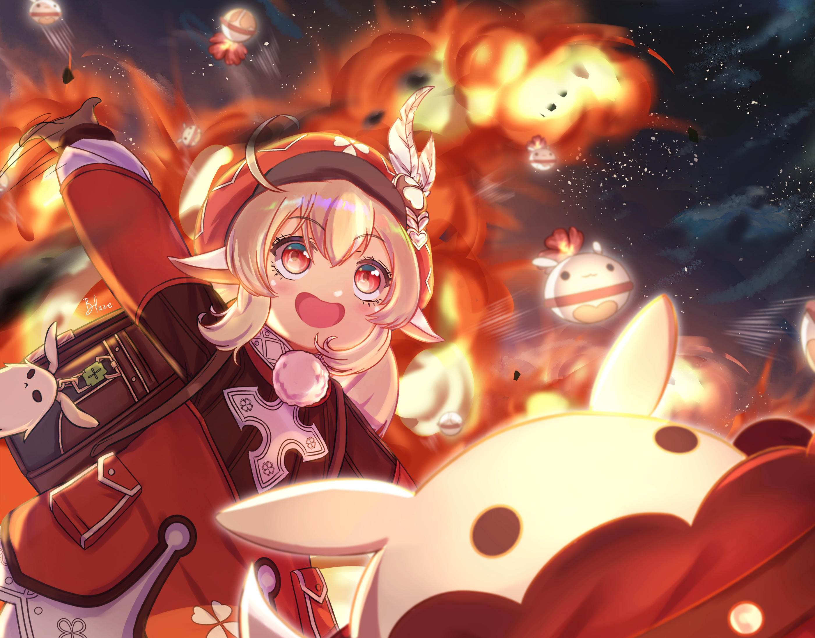 Klee from Genshin Impact with bombs HD Wallpaper