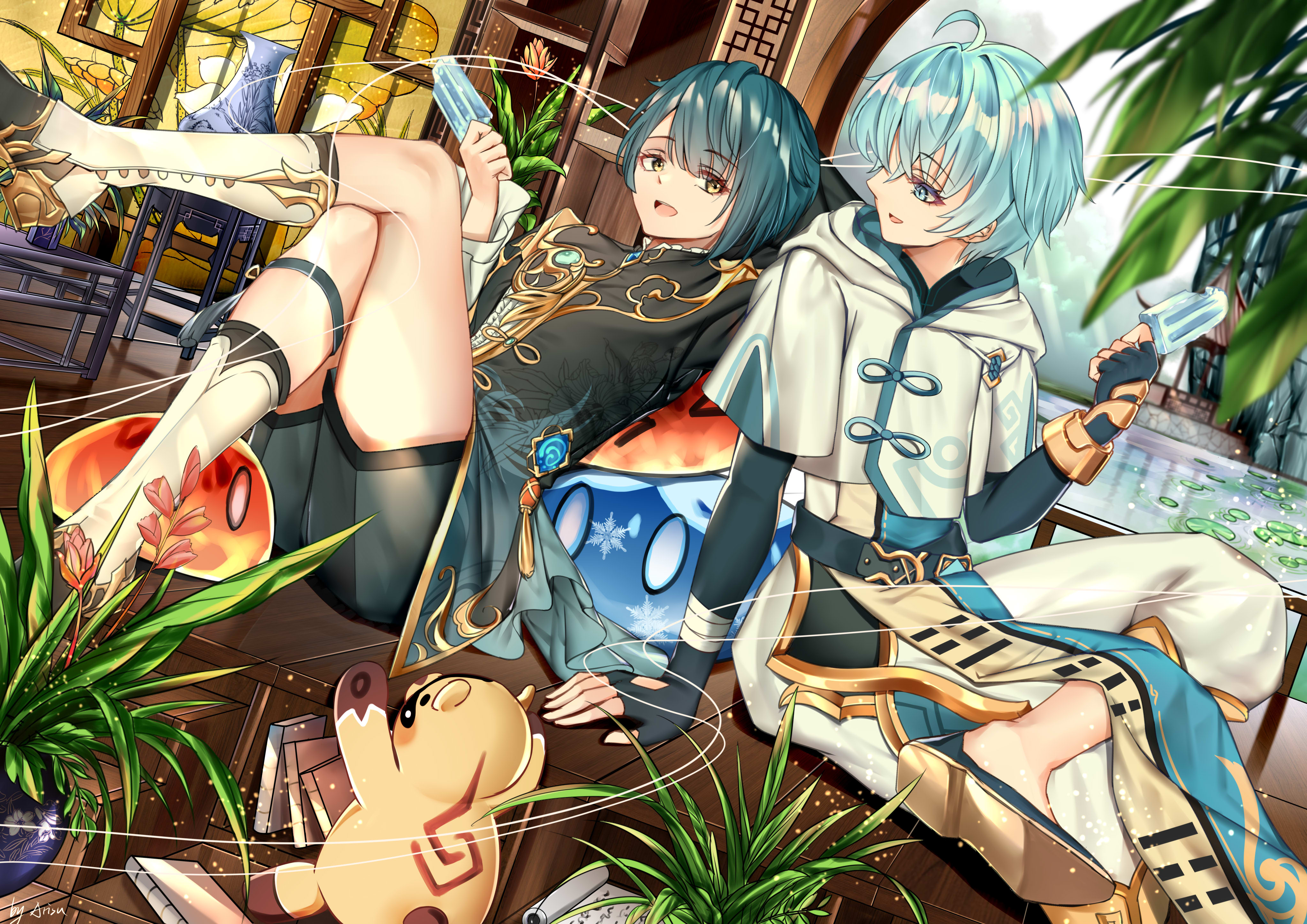 Chongyun and Xingqiu from Genshin Impact 4K HD Wallpaper