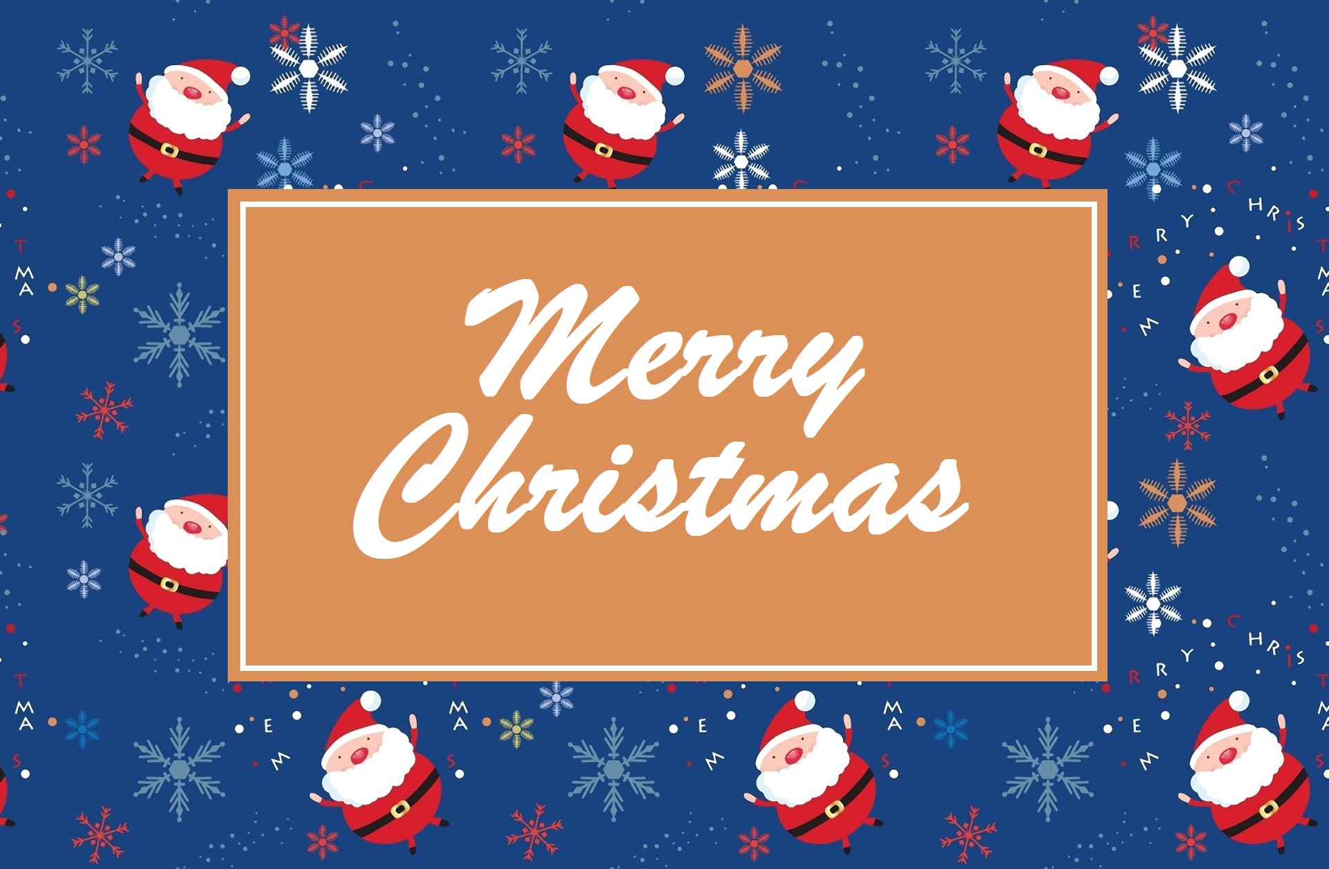 Merry Christmas Santa Claus snowflakes HD Wallpaper