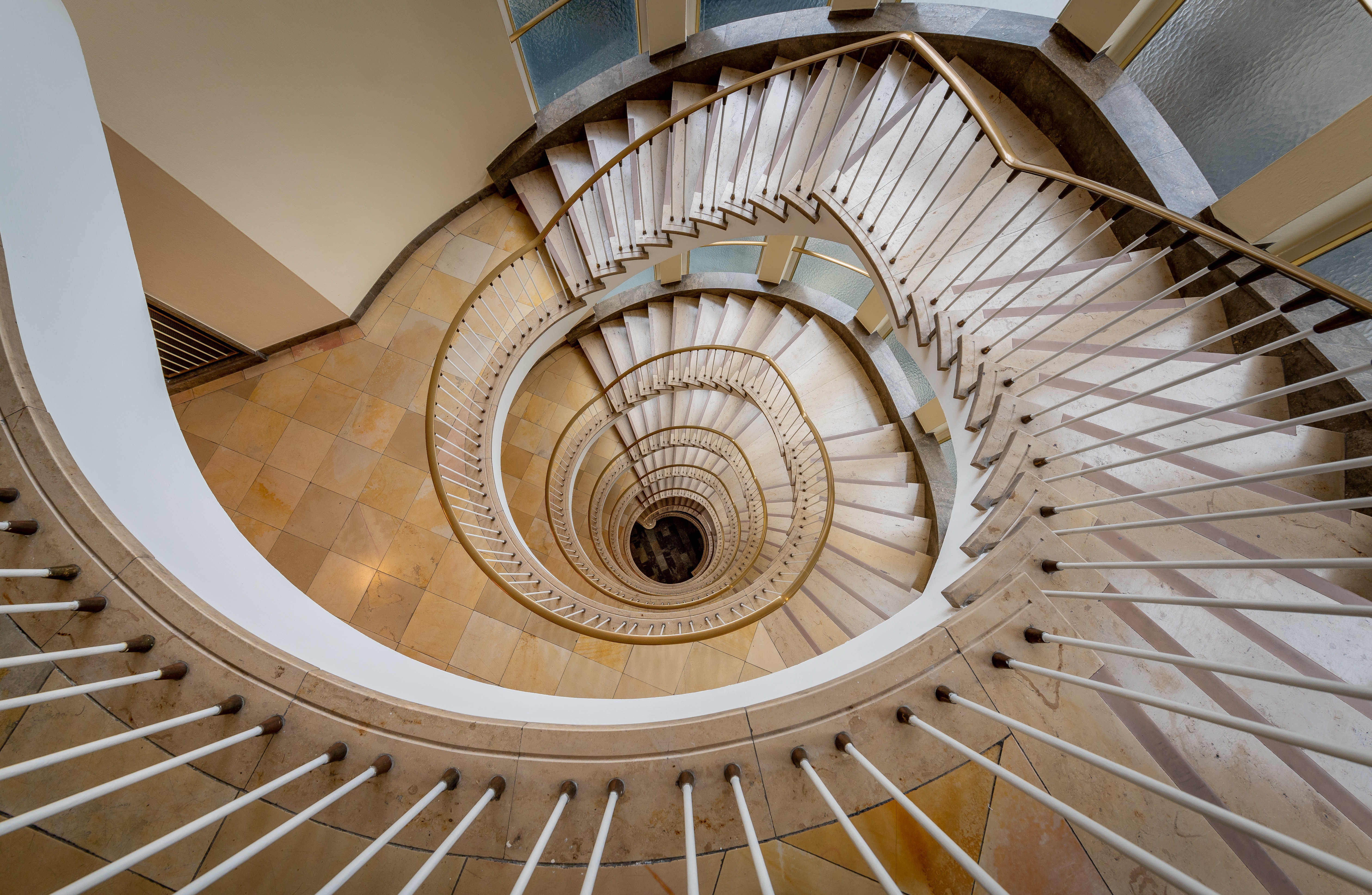 Spiral Staircase in a Building HD Wallpaper