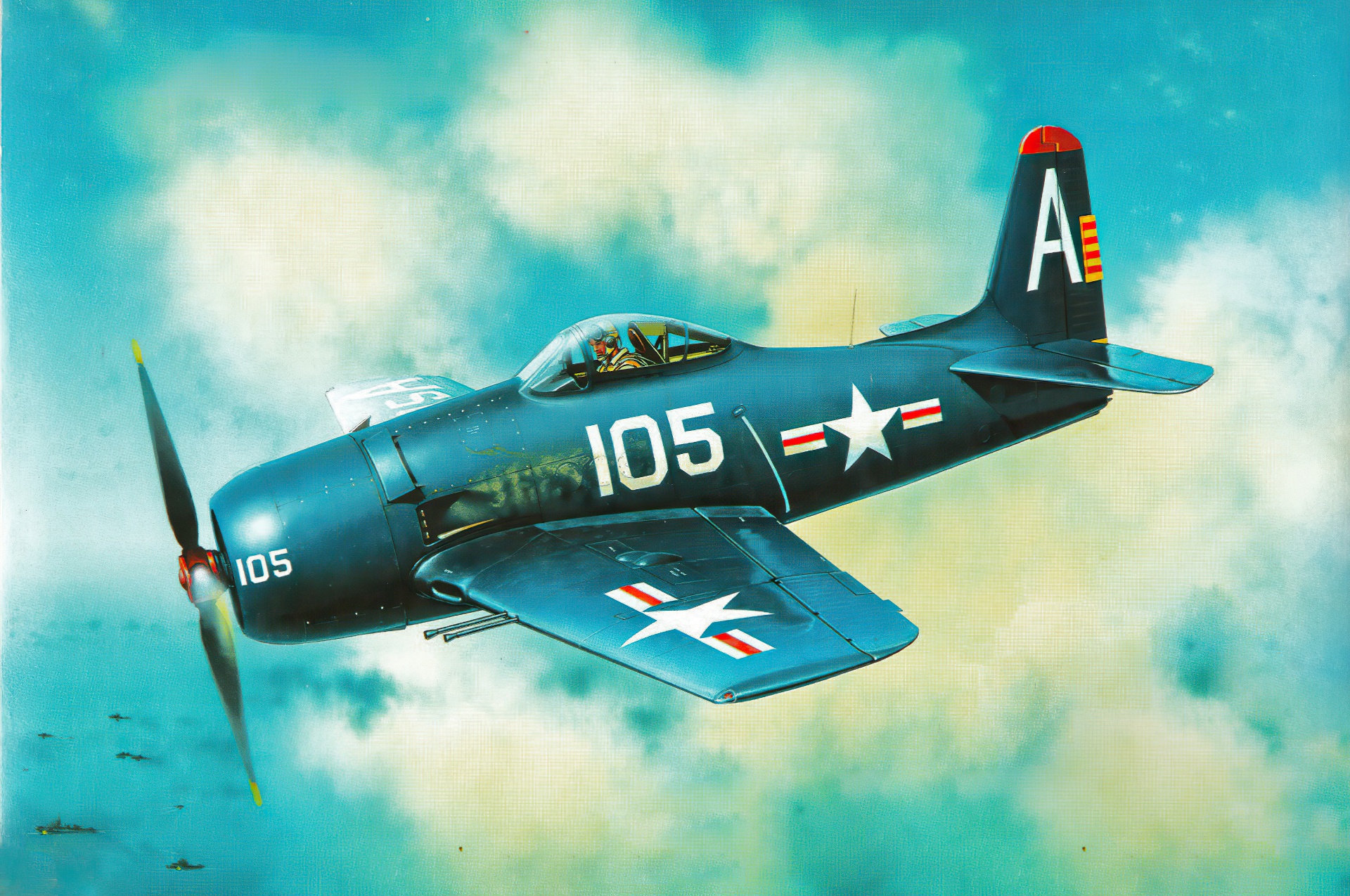 Grumman F8F Bearcat aircraft in flight HD Wallpaper