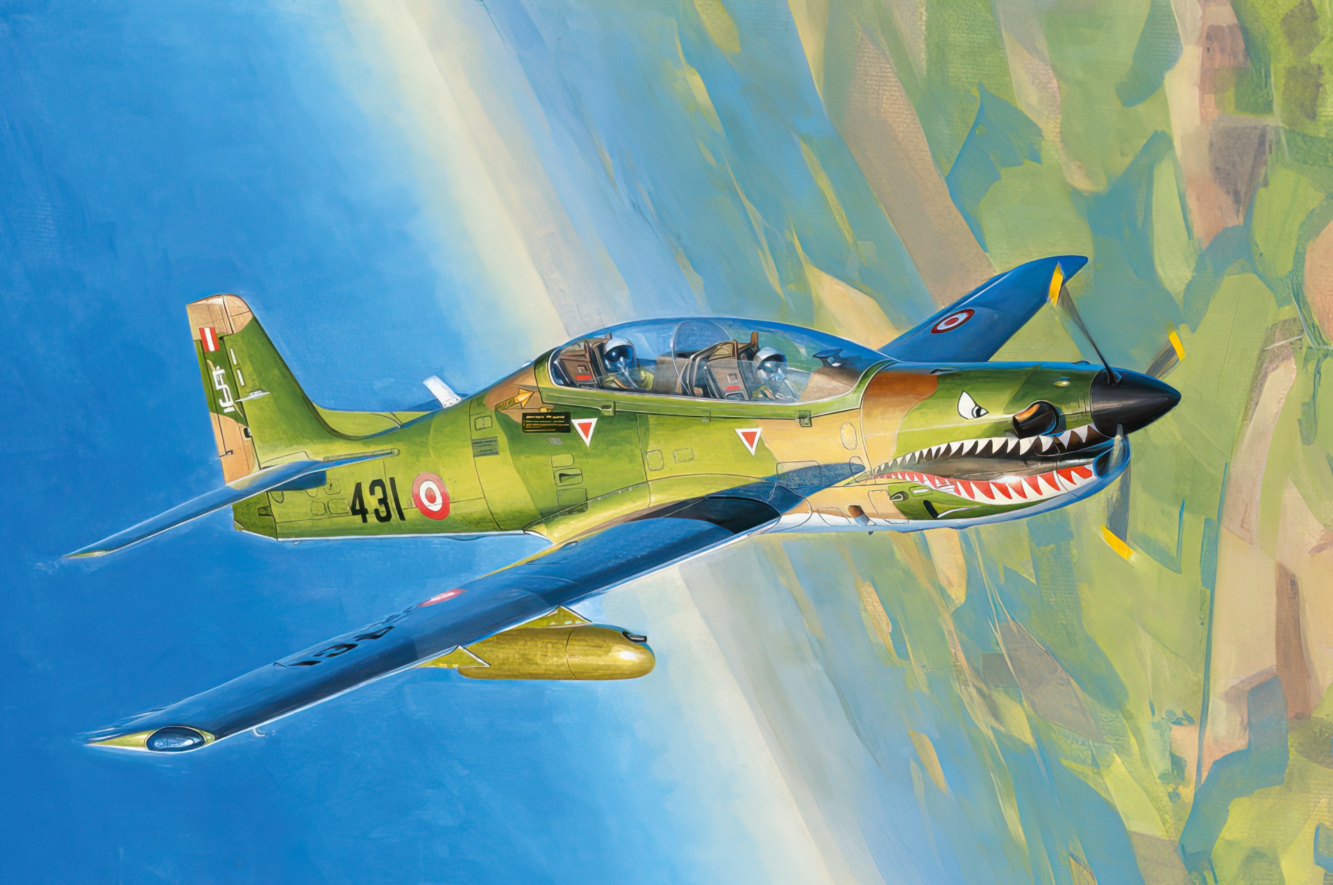 Embraer EMB 314 Super Tucano aircraft with shark mouth HD Wallpaper
