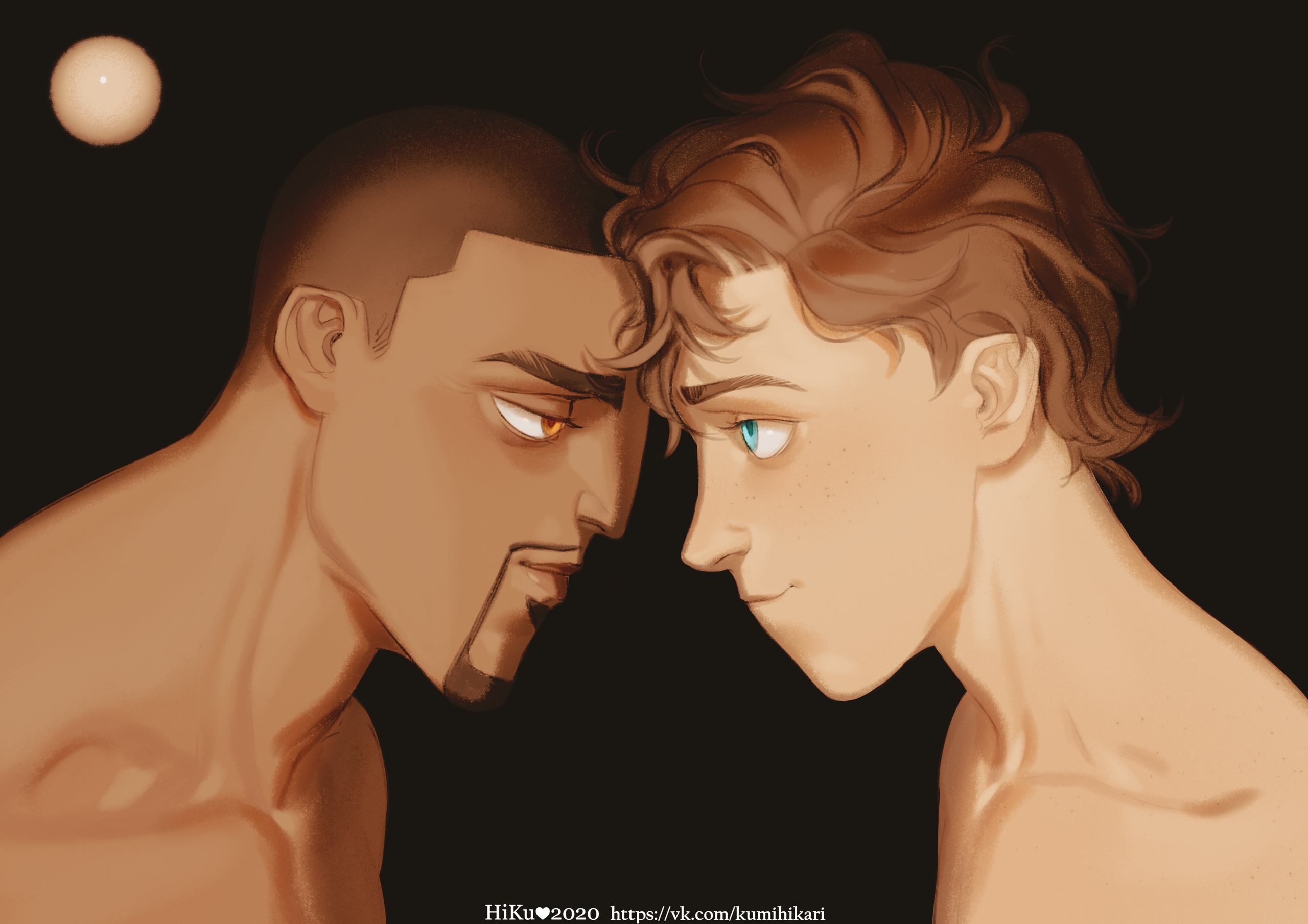 Two men looking at each other HD Wallpaper