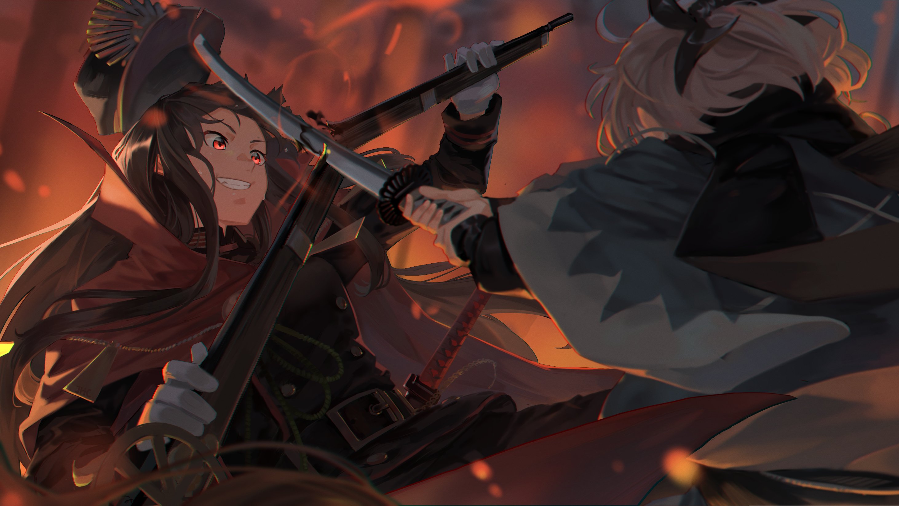 Oda Nobunaga and Okita Souji from Fate/Grand Order HD Wallpaper