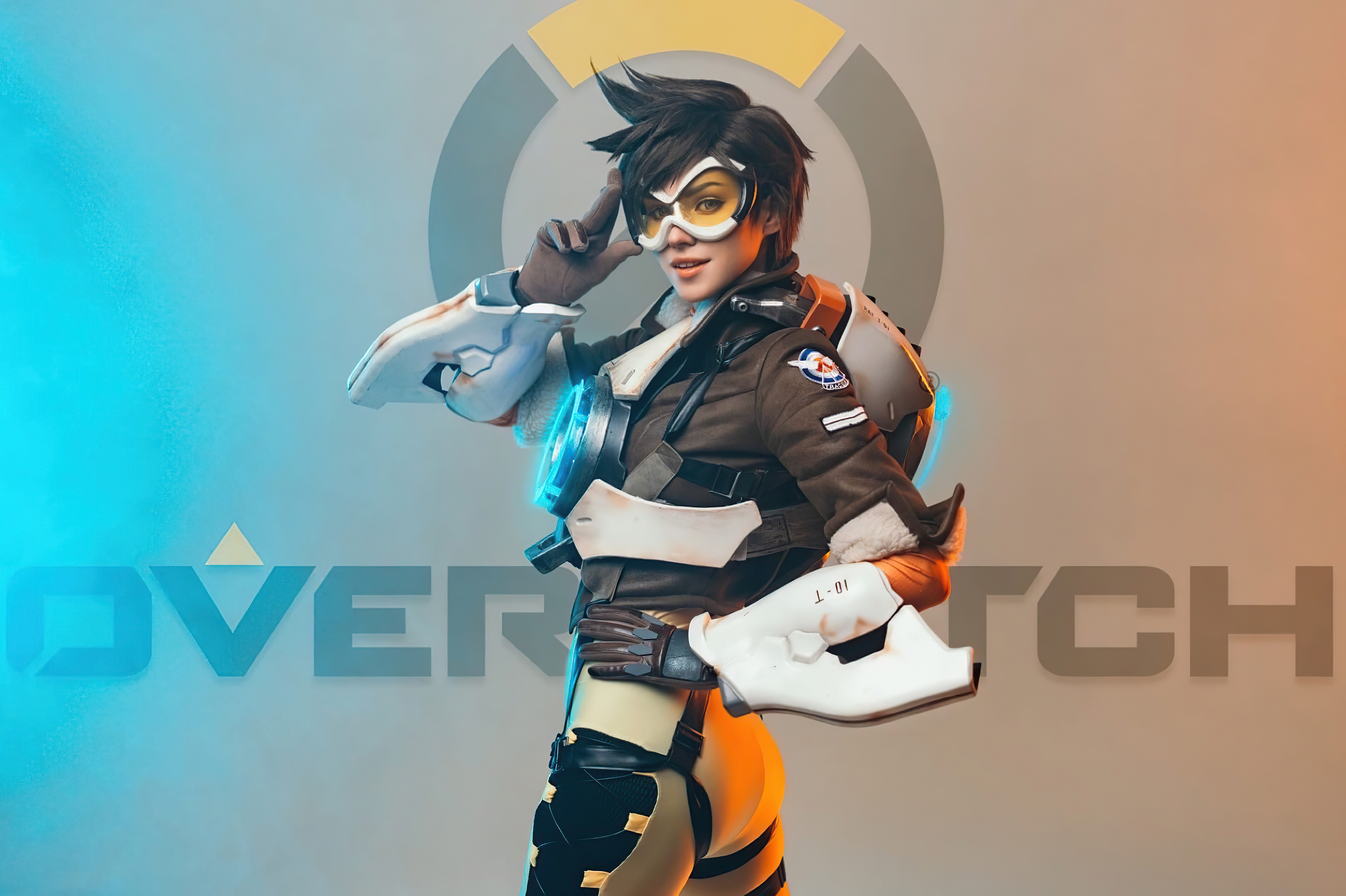 Tracer from Overwatch Cosplay 4K HD Wallpaper