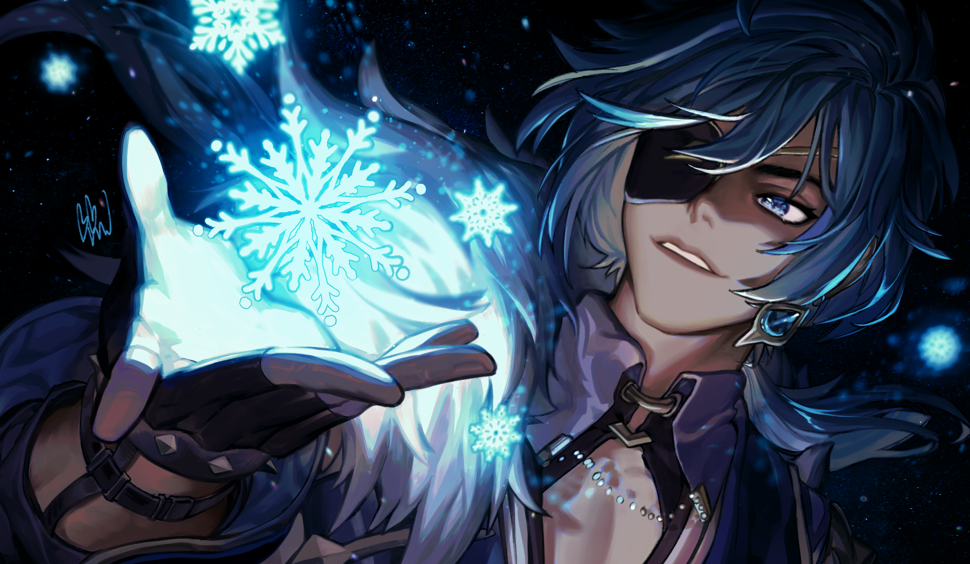 Kaeya from Genshin Impact with ice magic HD Wallpaper