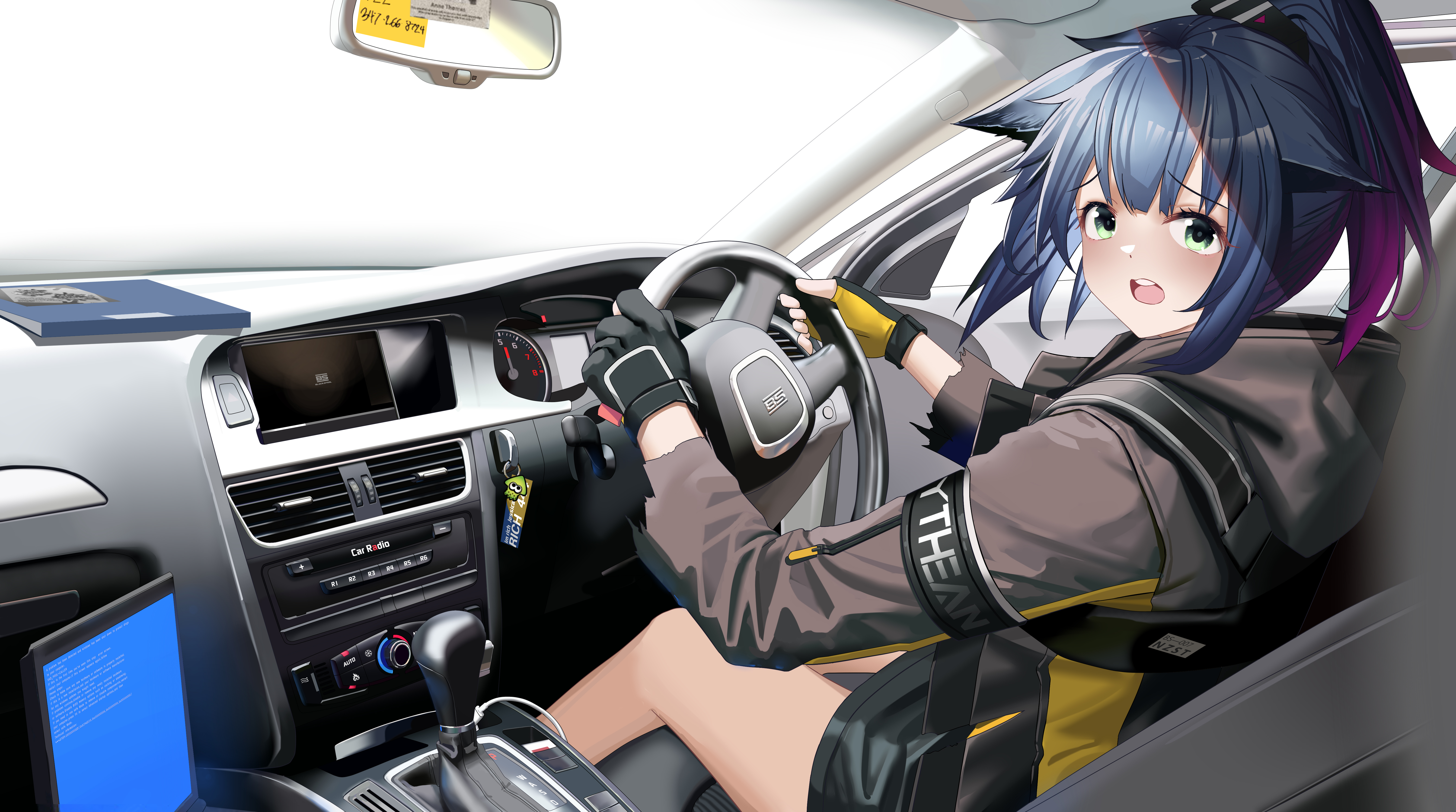Jessica from Arknights driving a car 4K HD Wallpaper