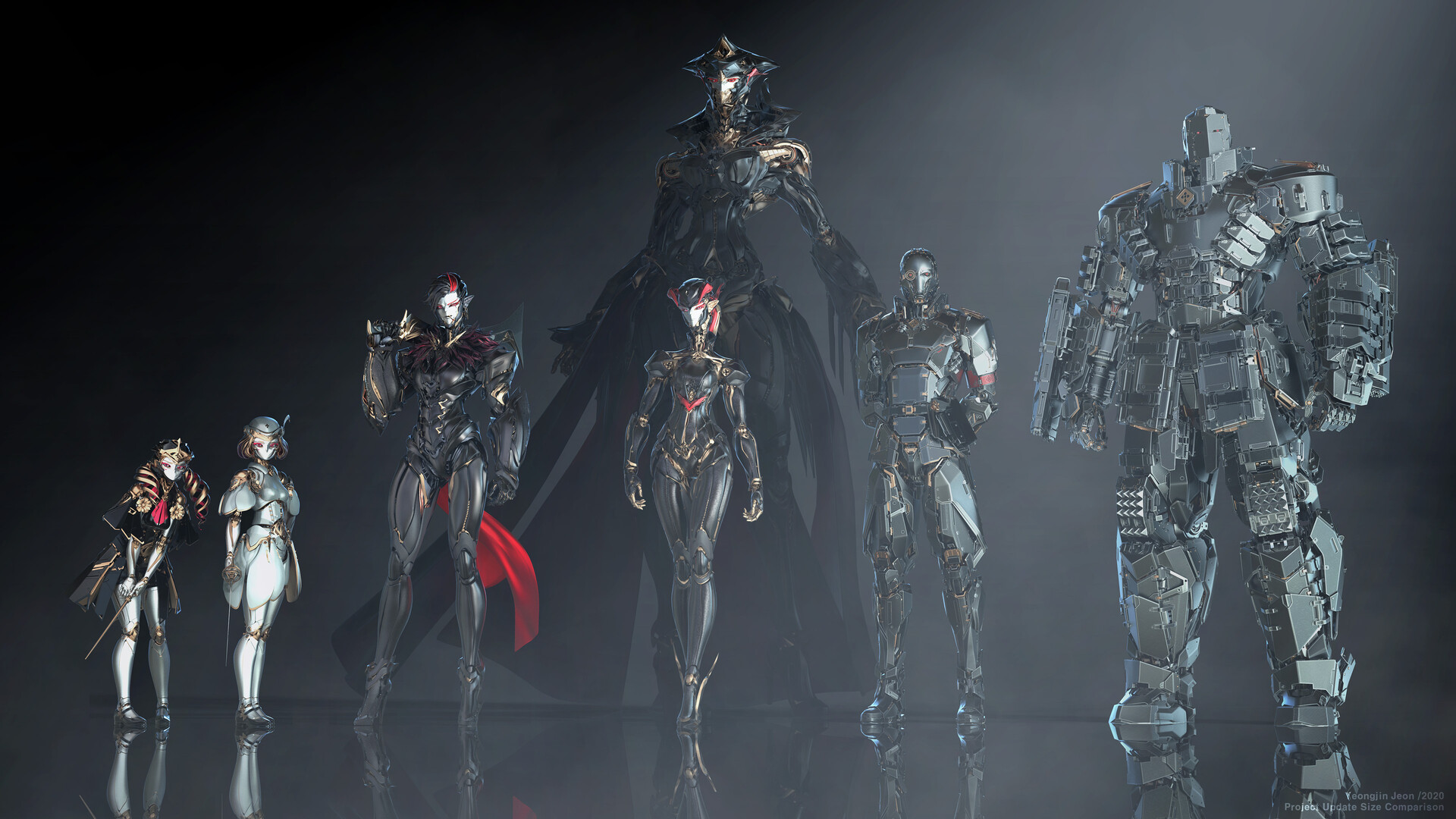 Group of futuristic robots and androids HD Wallpaper