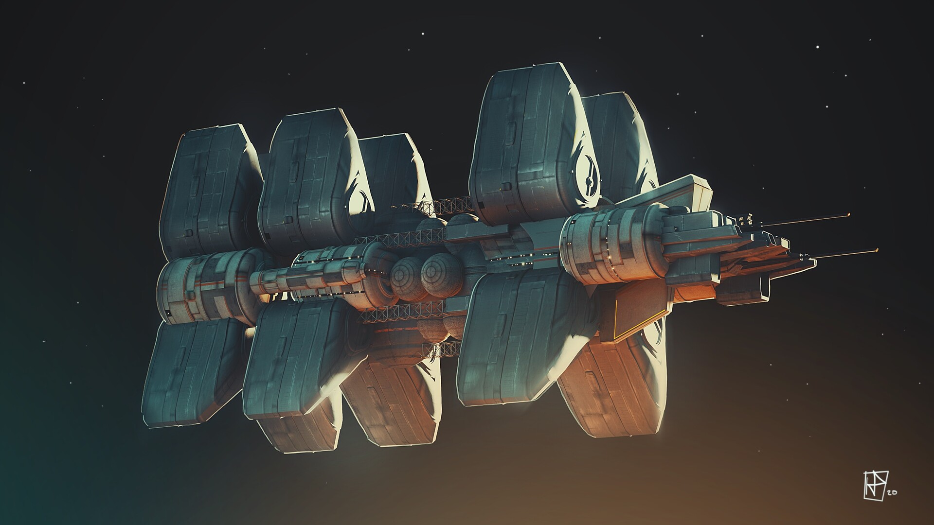 Space Wagon spaceship in dark space HD Wallpaper