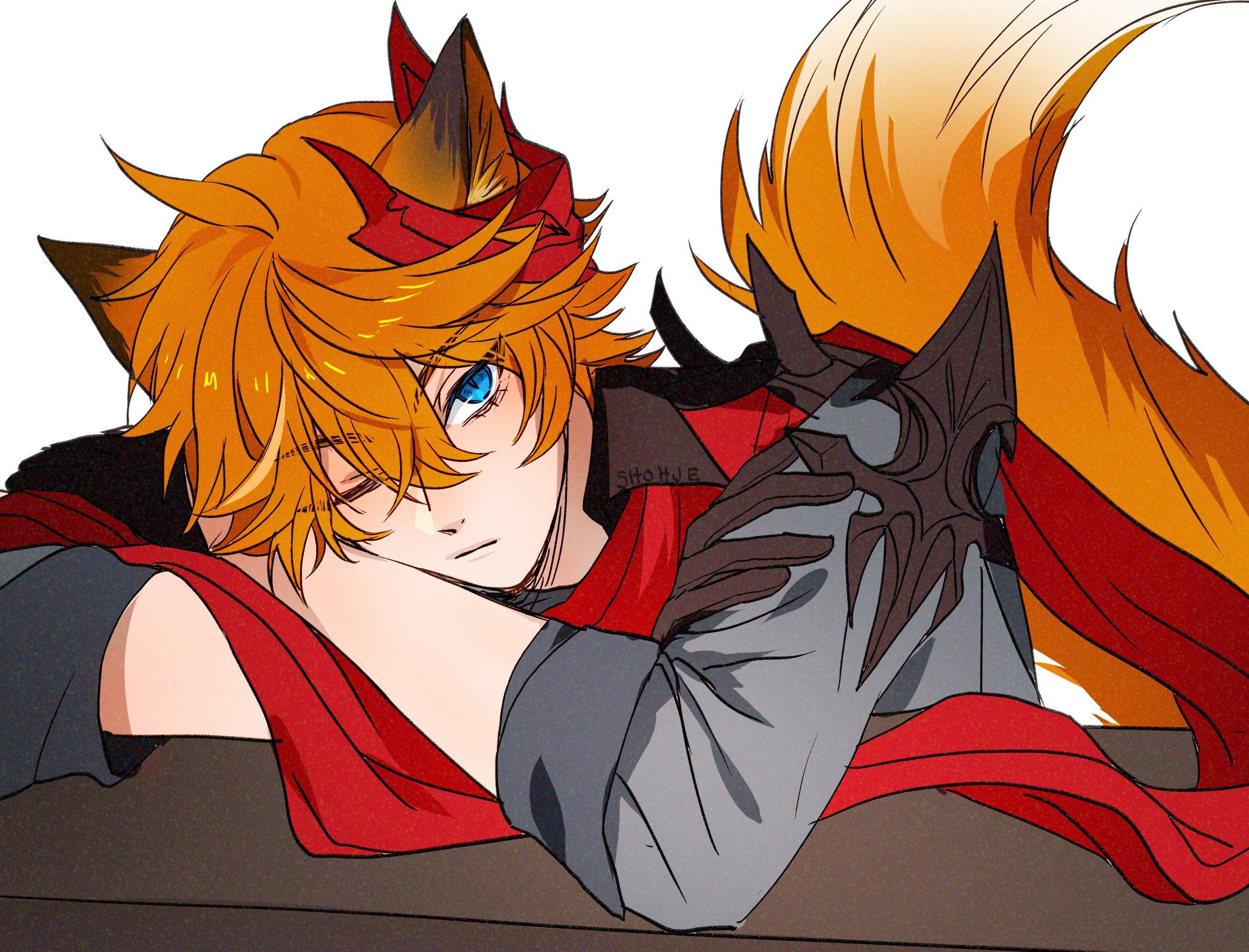 Tartaglia Childe from Genshin Impact with fox ears HD Wallpaper