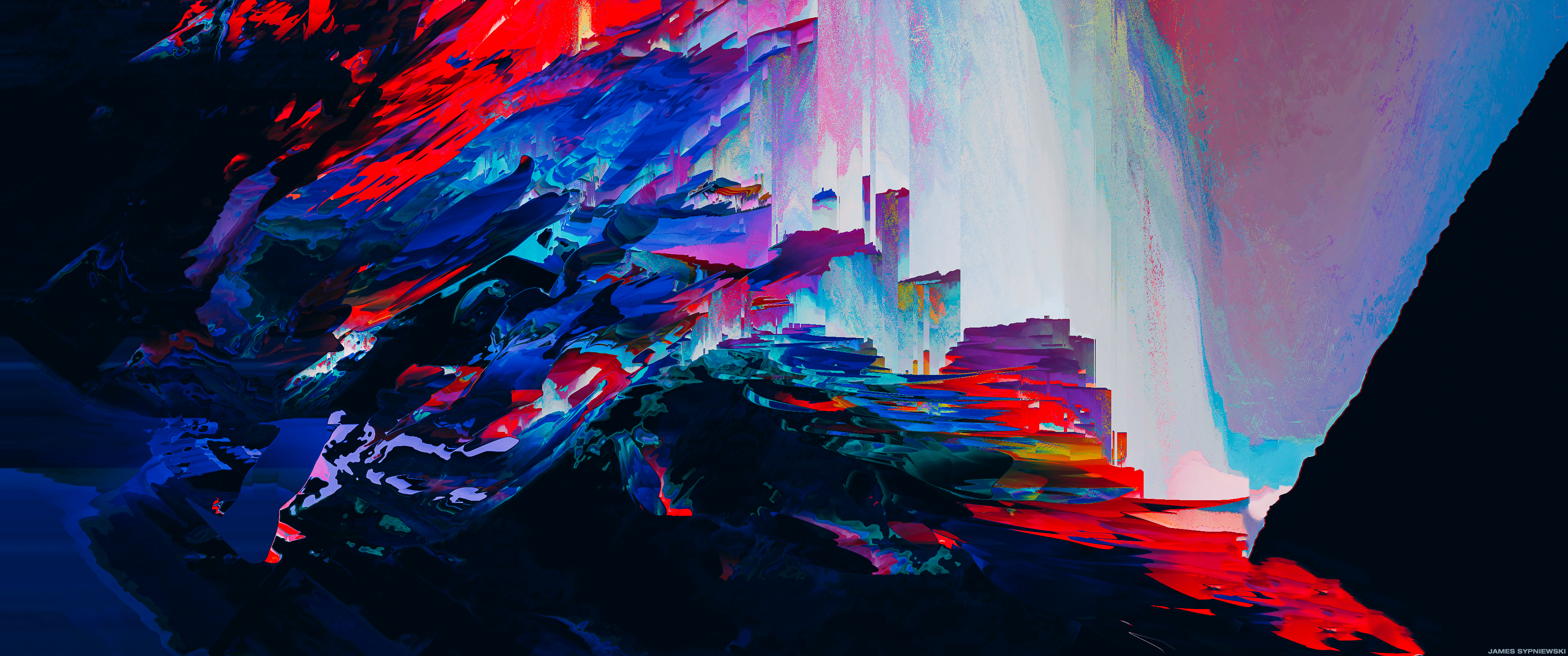 Abstract digital art with glitch effect HD Wallpaper