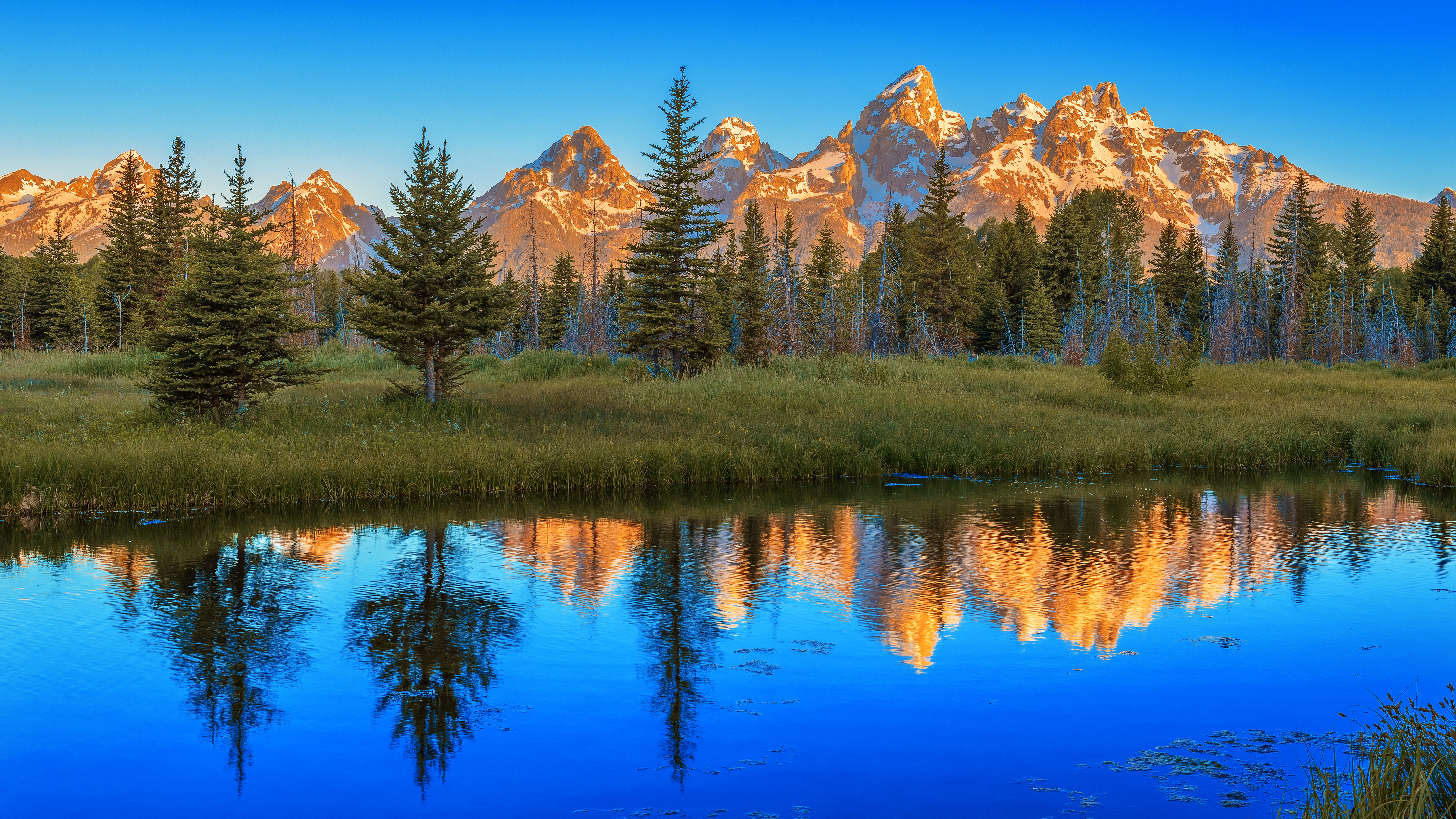 Grand Teton National Park Mountains Reflection 4K HD Wallpaper