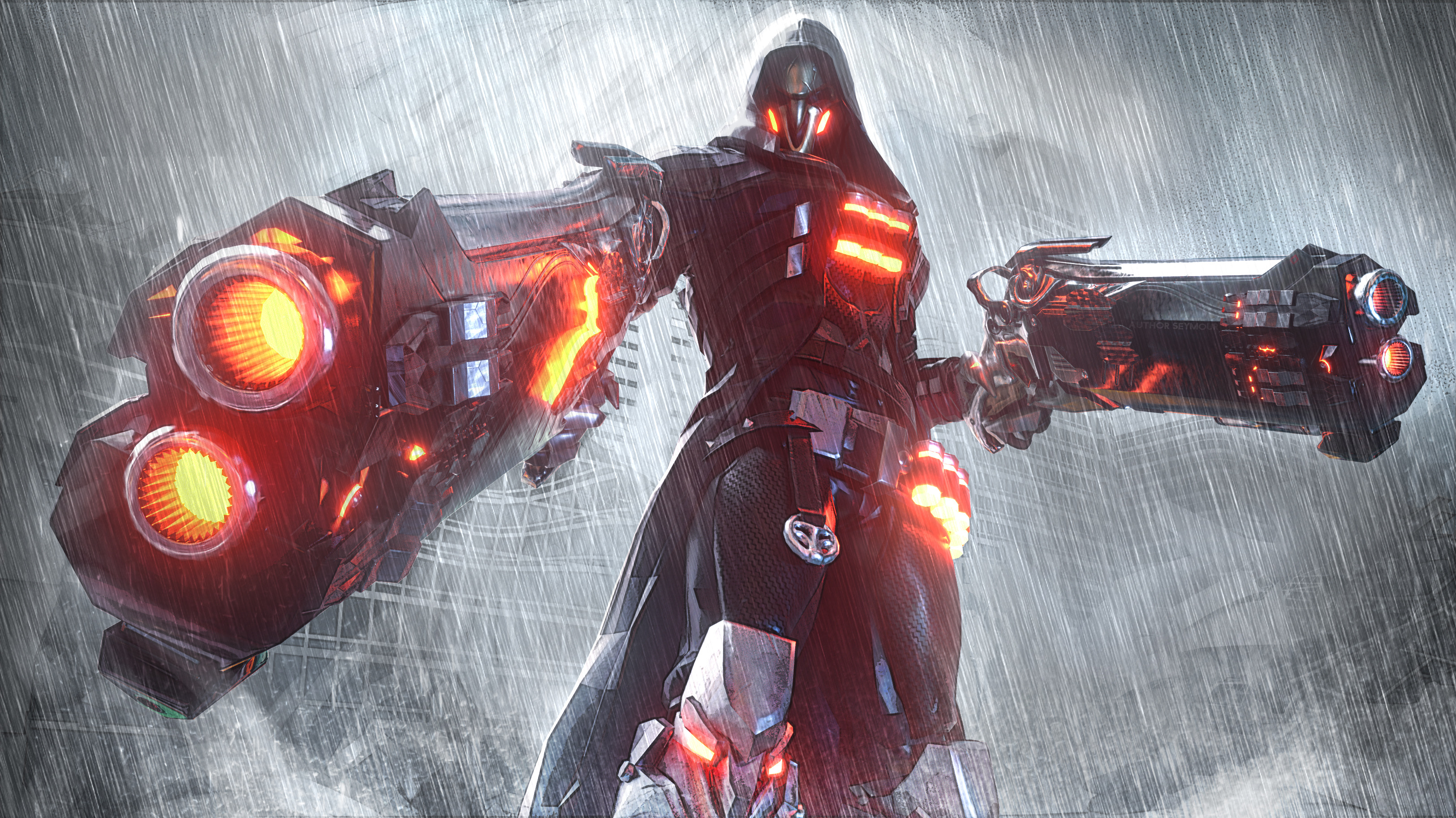Reaper from Overwatch in the rain HD Wallpaper