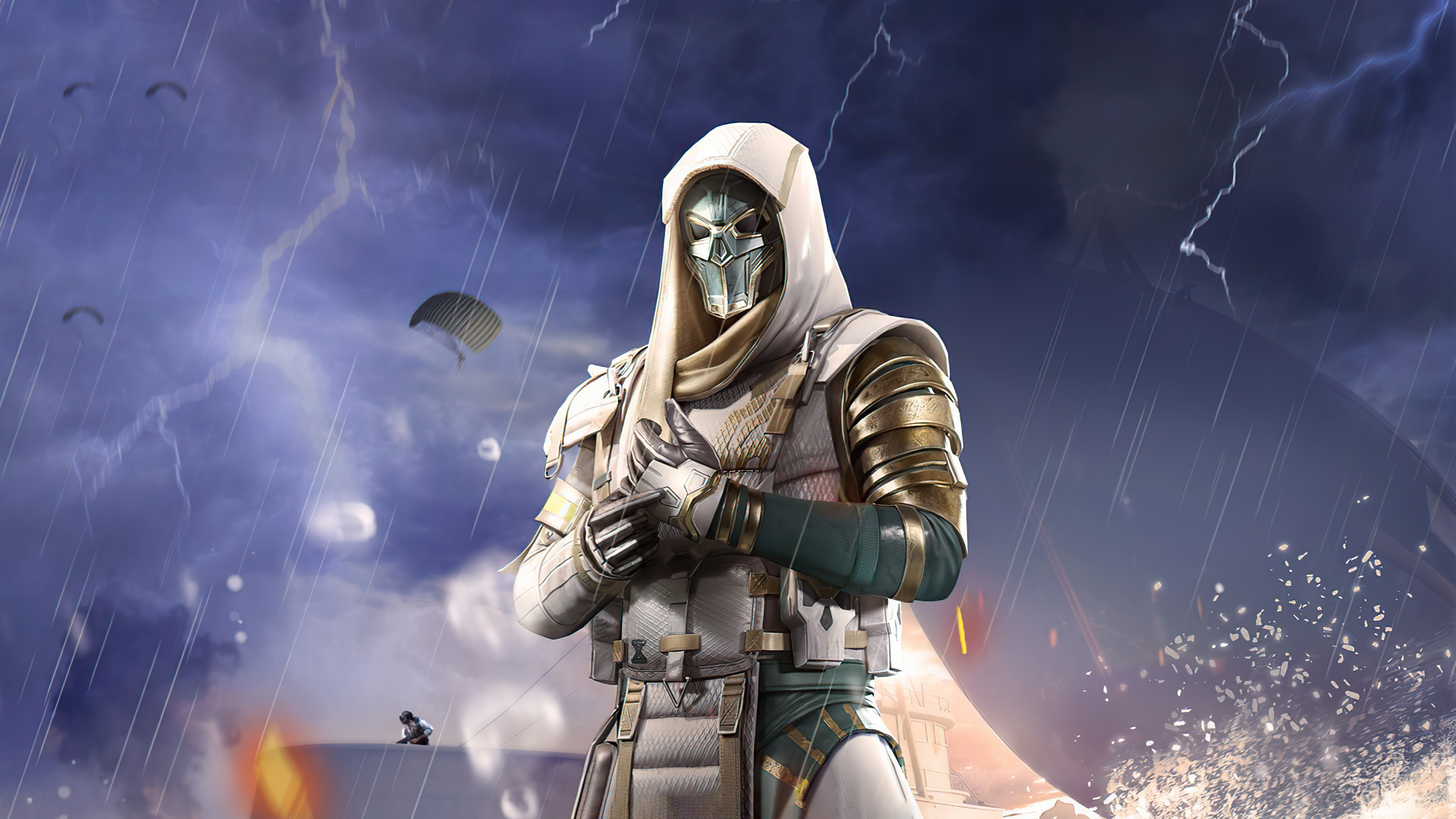 Player Unknown's Battlegrounds character in a storm HD Wallpaper