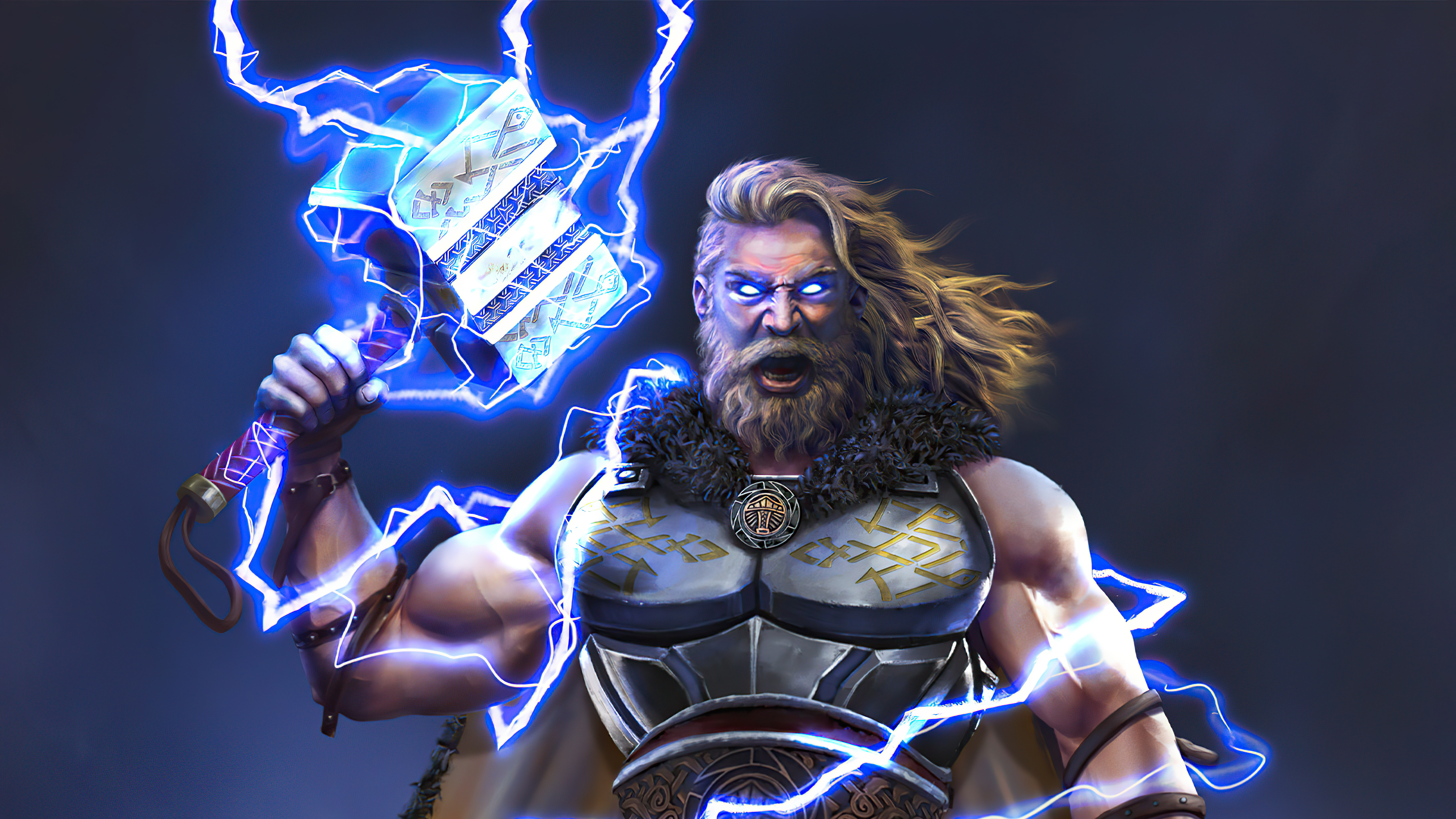 Thor with Mjolnir and Lightning HD Wallpaper