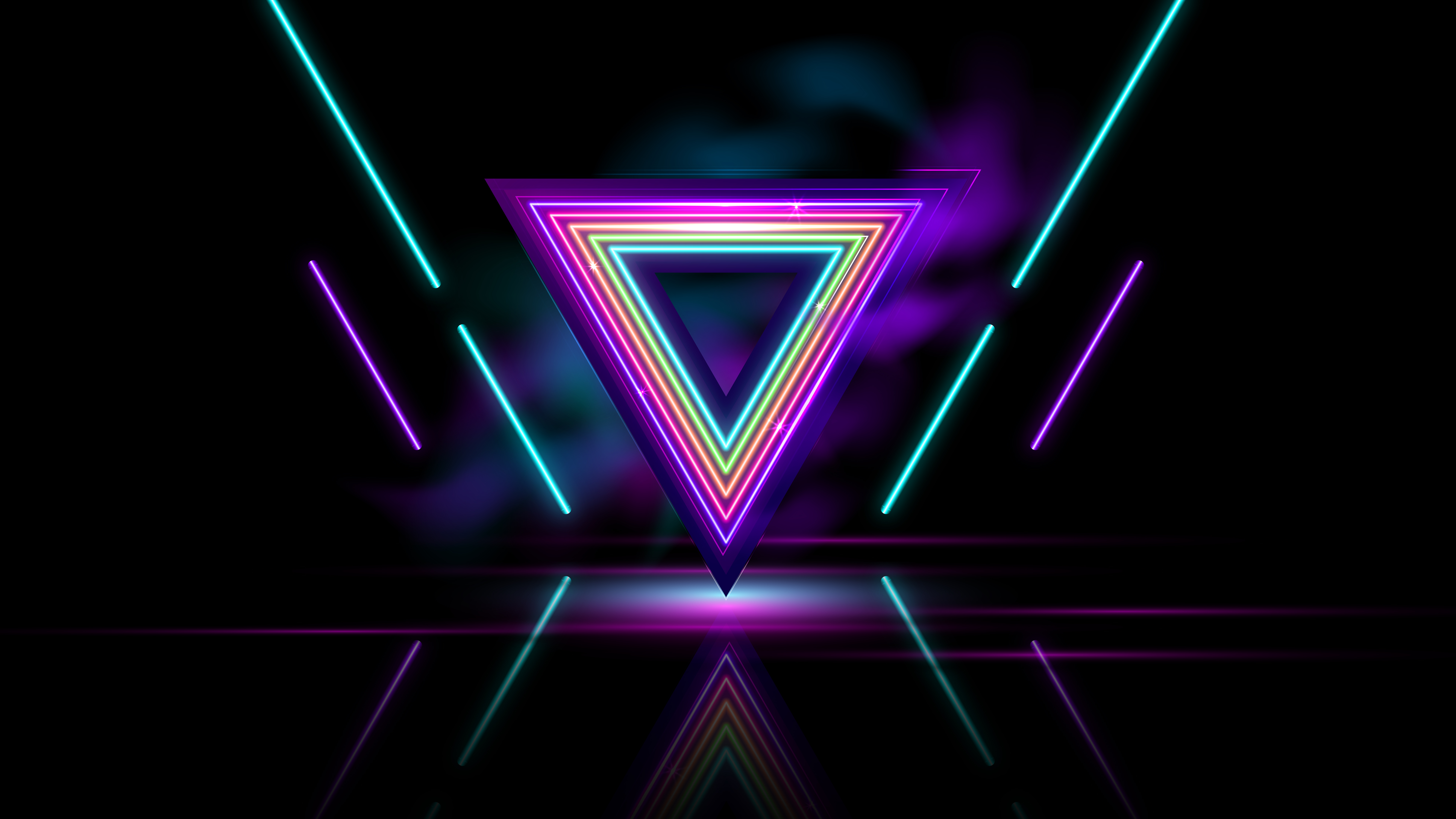 Neon triangle abstract digital art HD Wallpaper