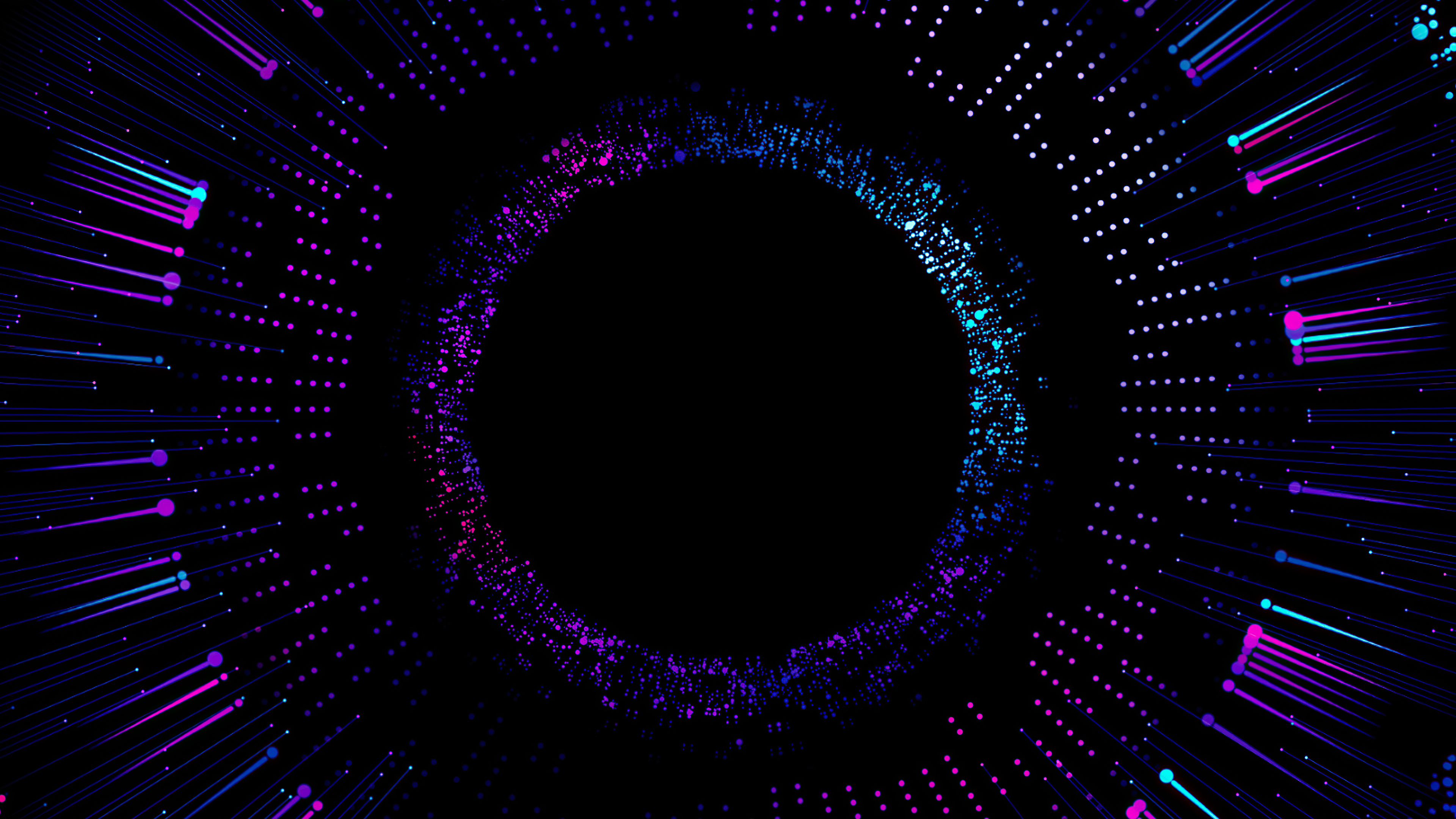 Abstract digital art with glowing particles and lines HD Wallpaper