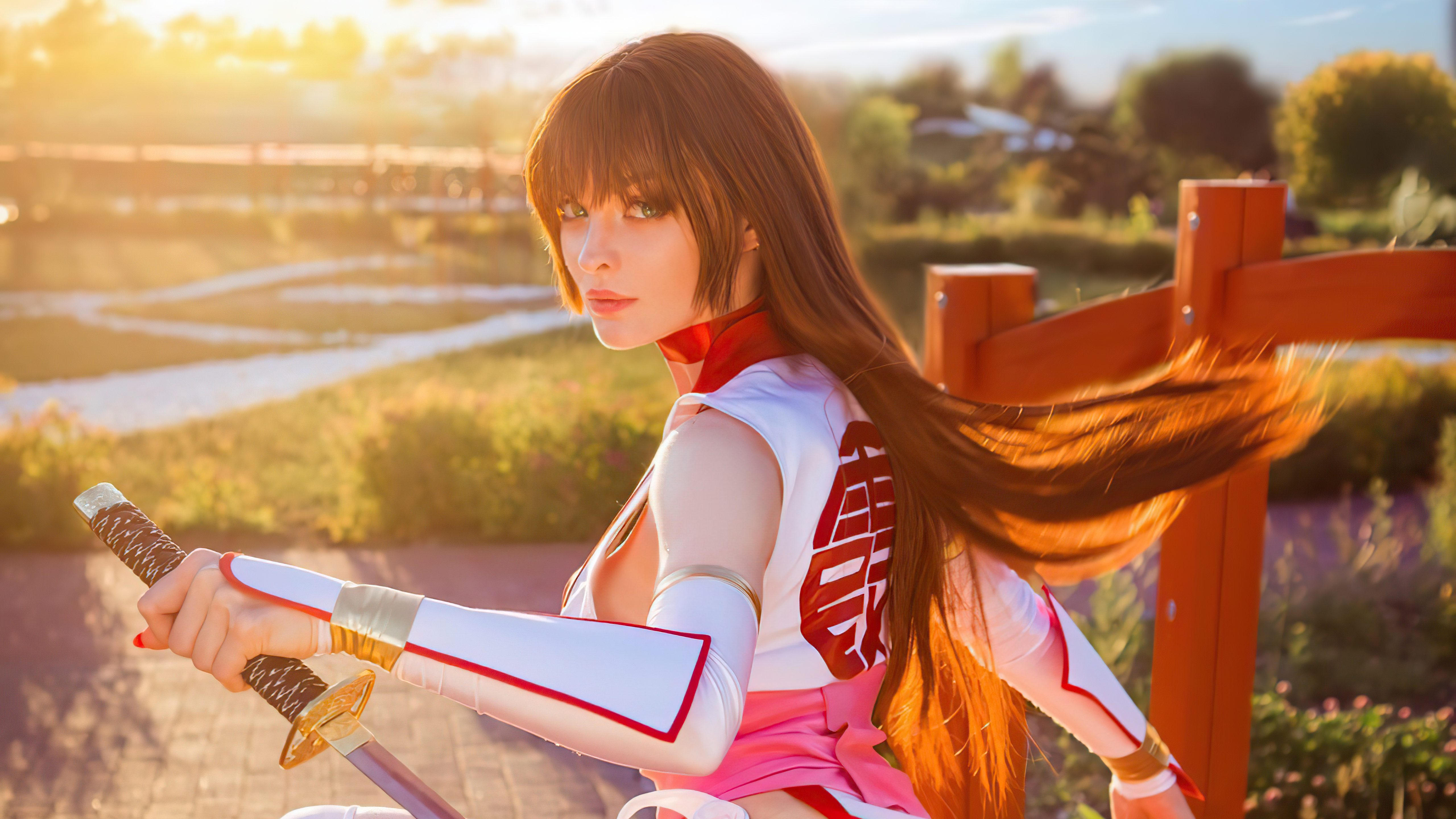 Kunoichi from Mortal Kombat cosplay with swords HD Wallpaper