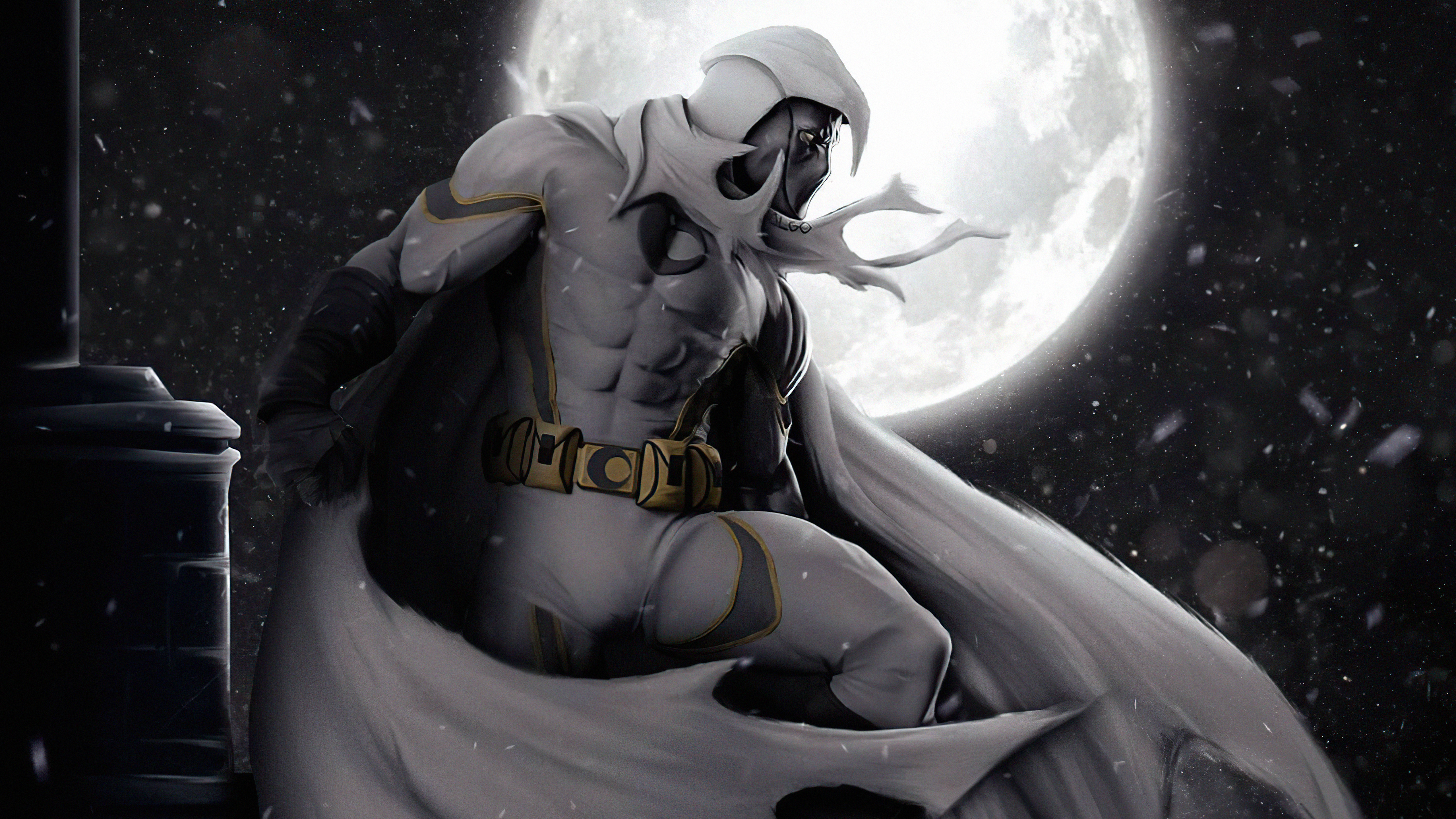 Moon Knight Digital Art with Full Moon HD Wallpaper