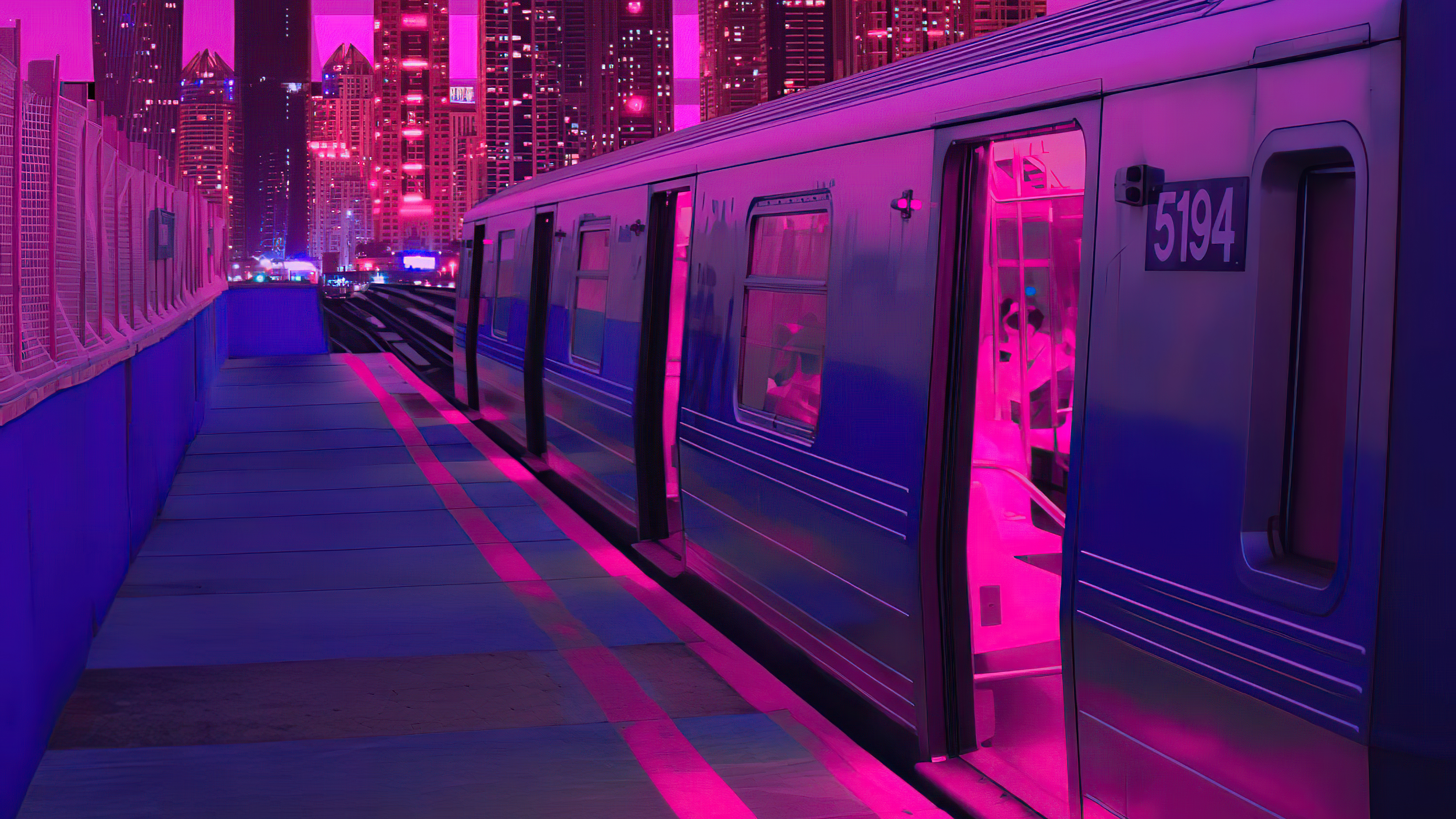 Synthwave Style Train Digital Artwork HD Wallpaper