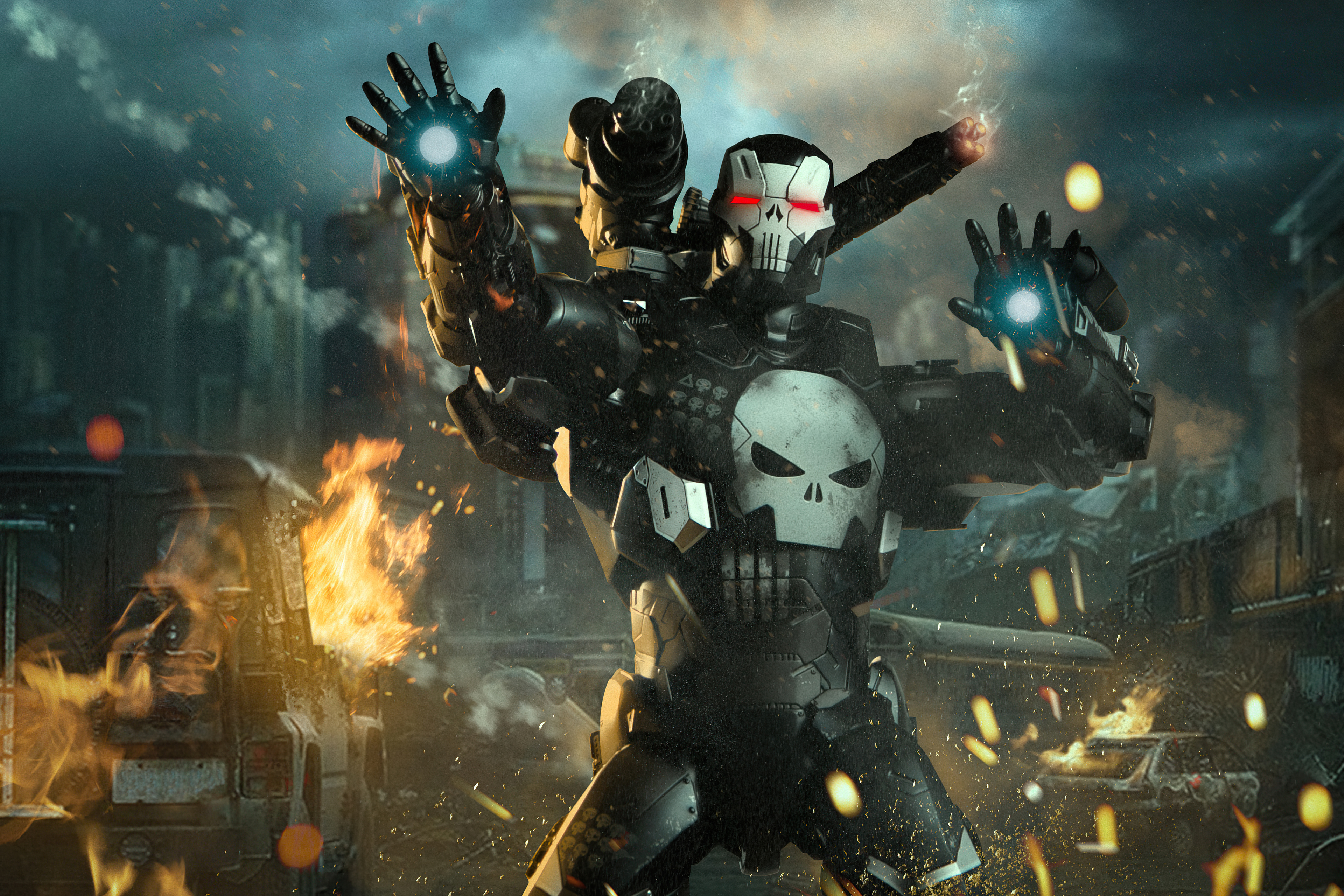 War Machine Punisher Armor Artwork HD Wallpaper