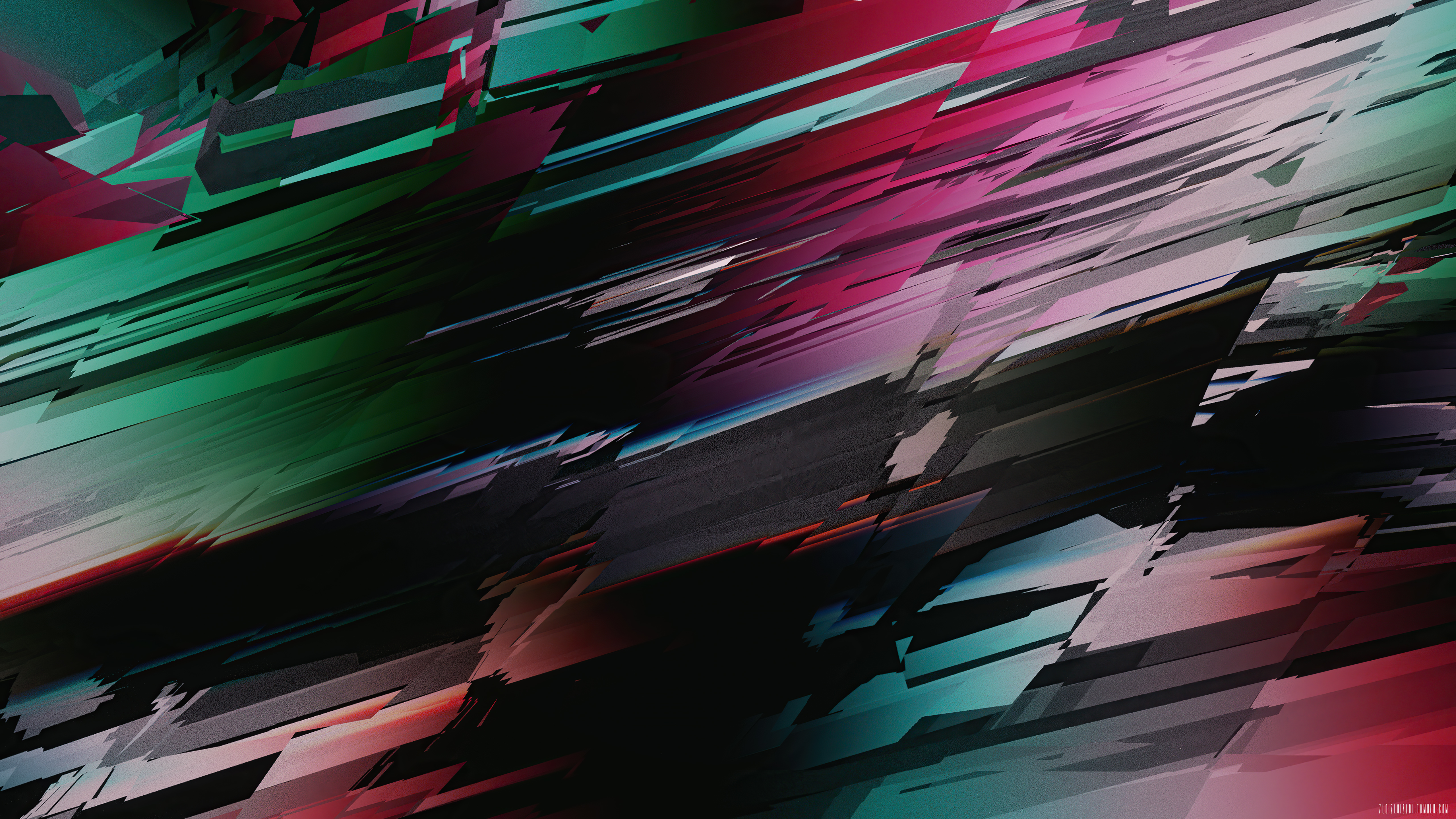 Abstract digital art with geometric shapes HD Wallpaper
