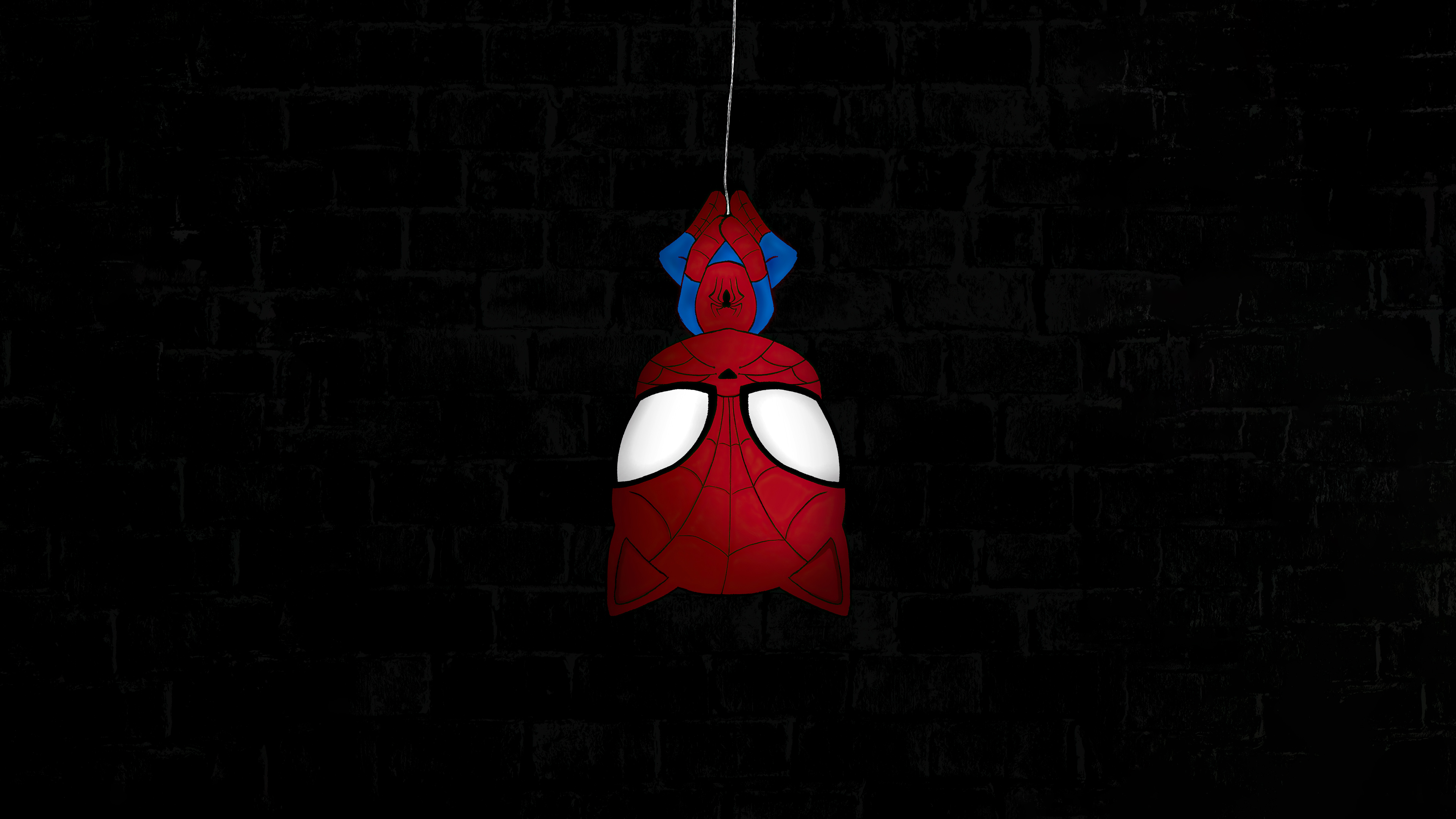 Minimalist Spiderman hanging upside down HD Wallpaper