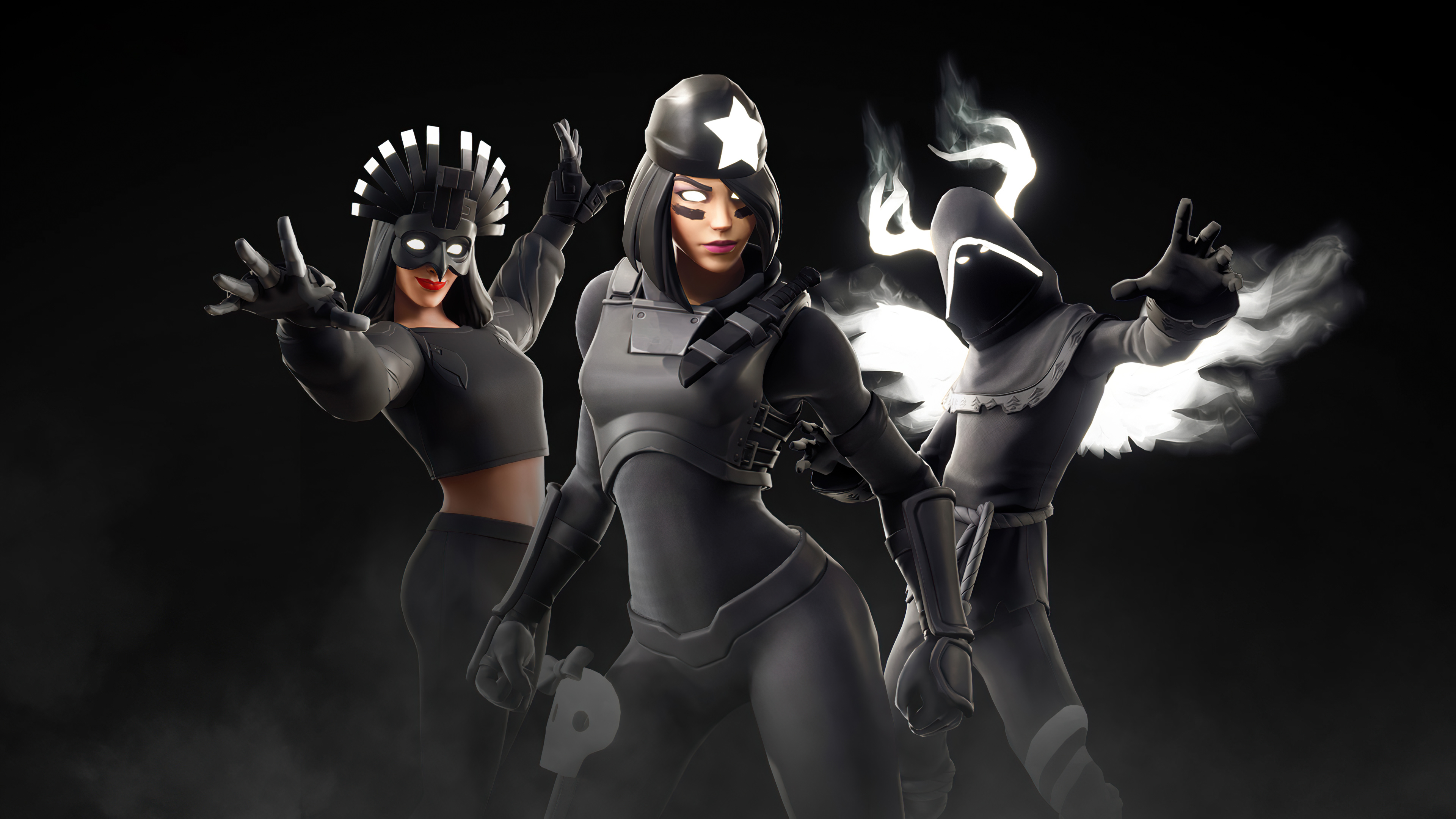 Fortnite characters in black and white HD Wallpaper