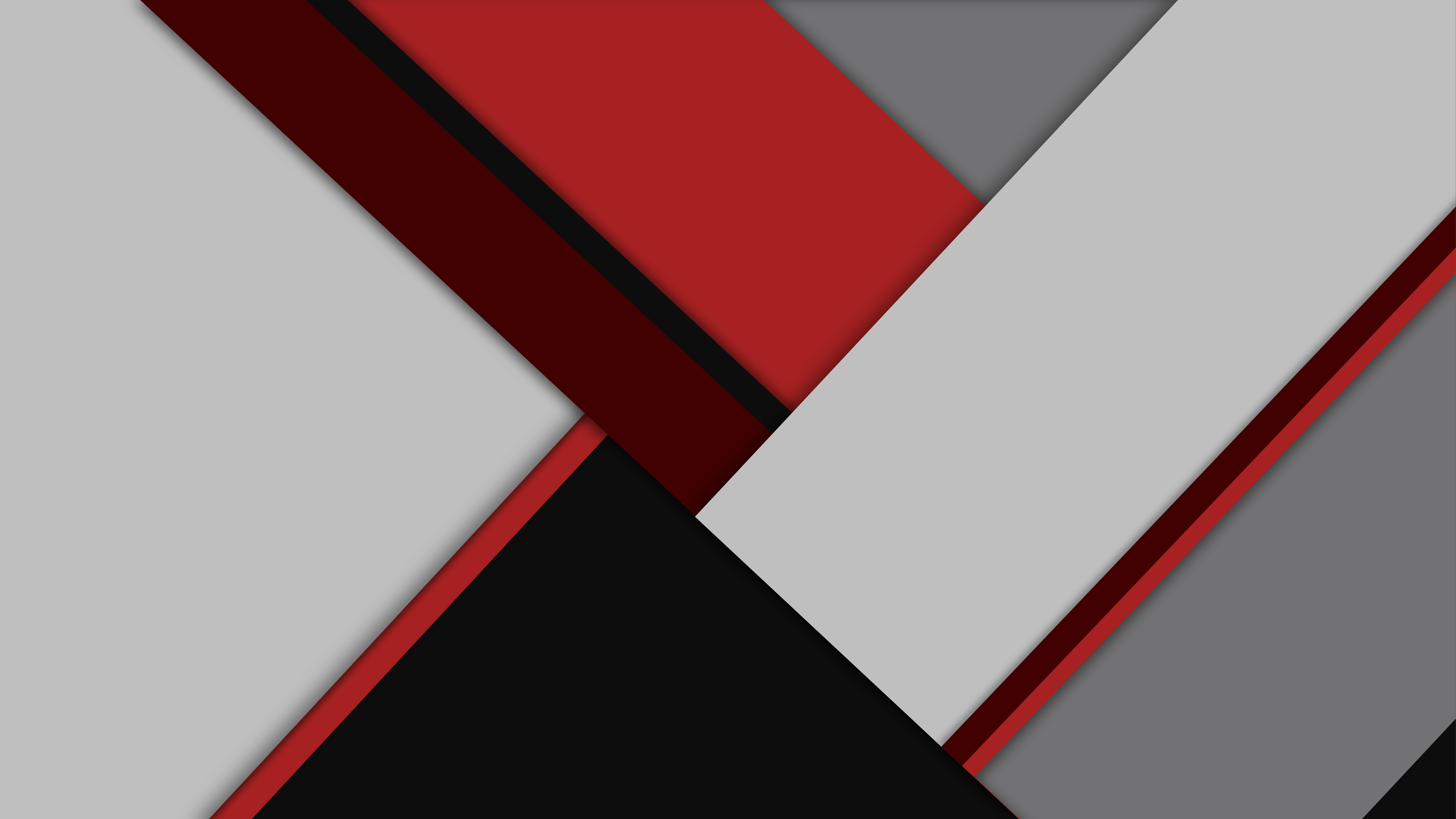 Abstract Material Design with Red and Gray Geometric Shapes HD Wallpaper