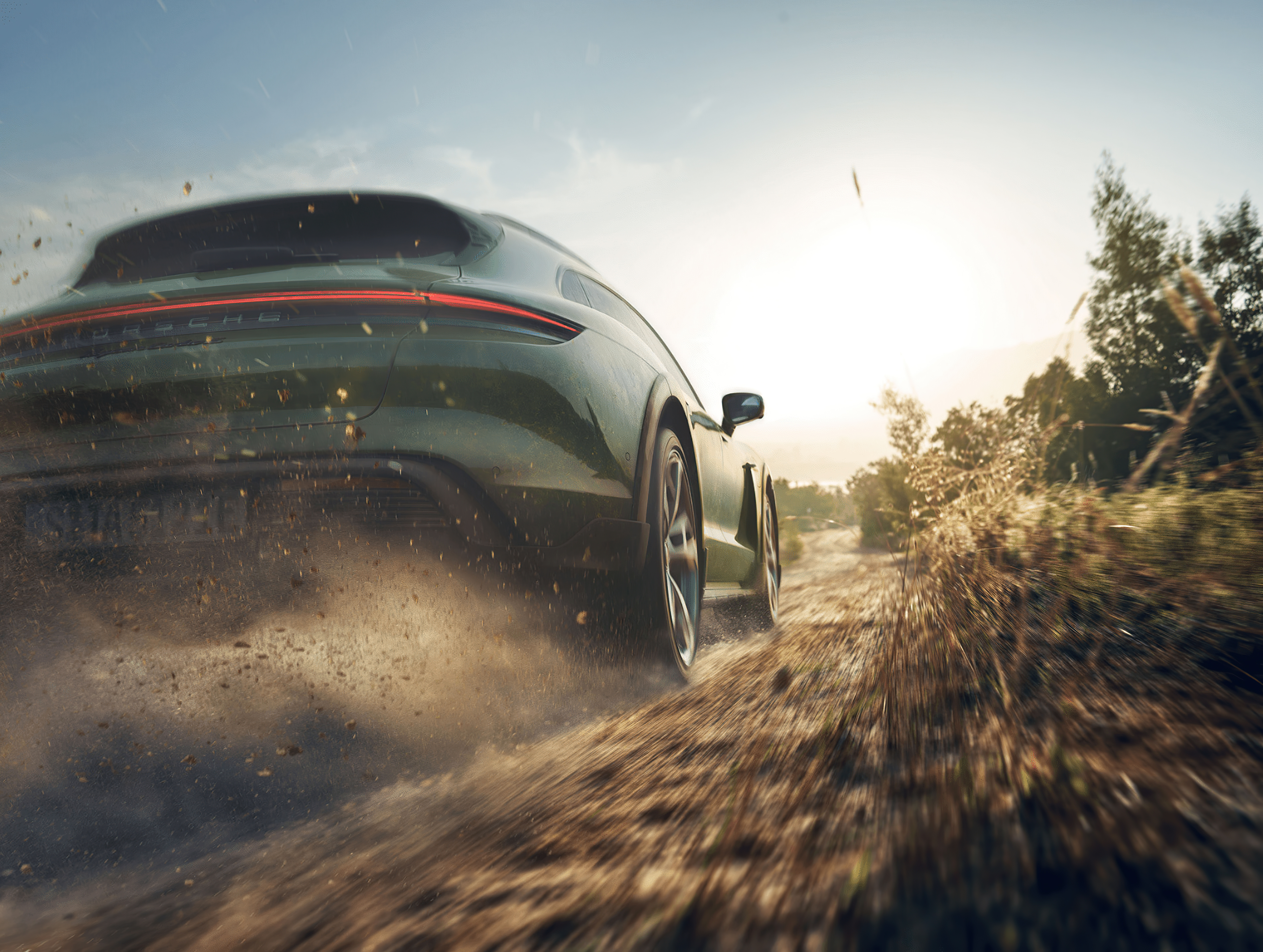 Porsche Taycan Cross Turismo driving off-road HD Wallpaper