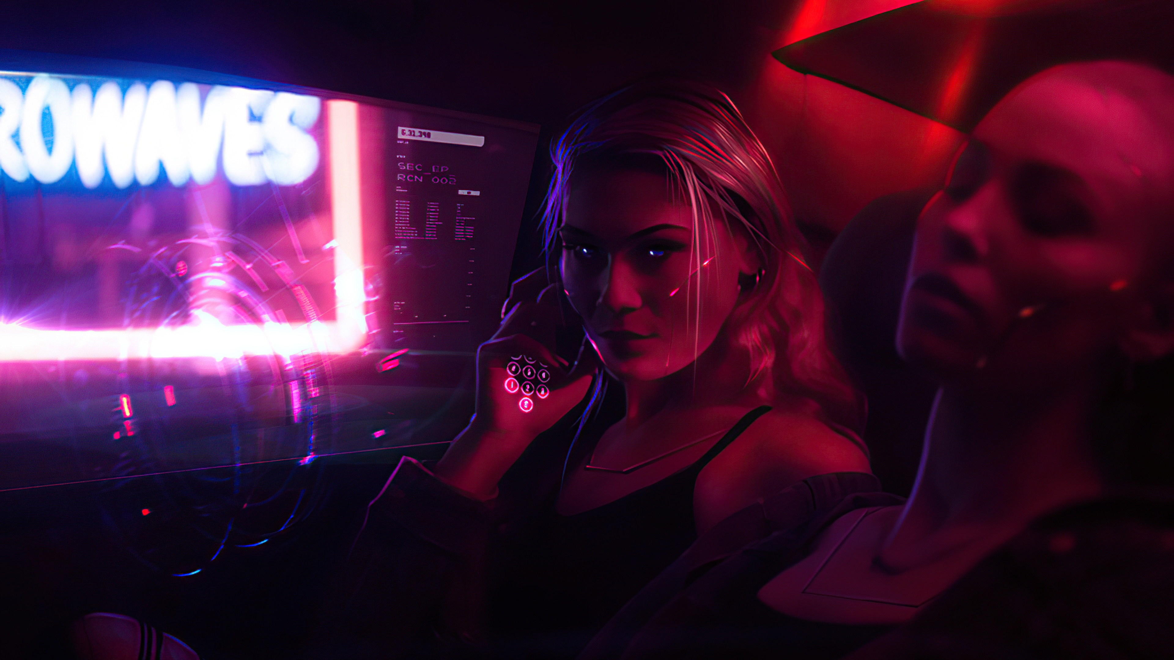 Cyberpunk artwork of women in a futuristic vehicle HD Wallpaper