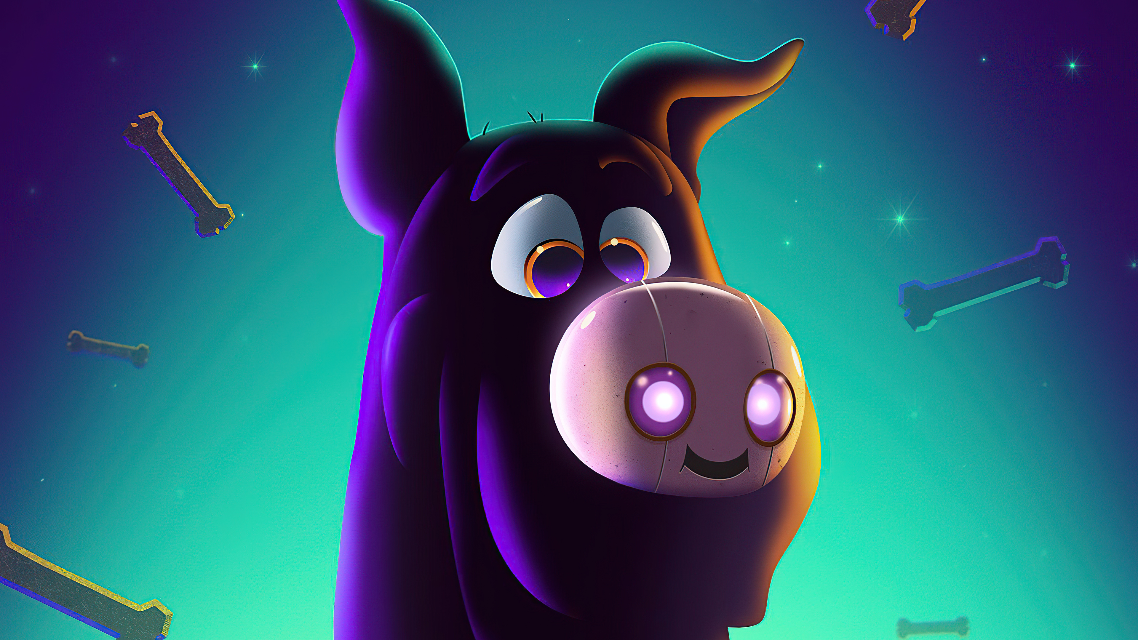 Scoob! movie poster with cartoon dog and bones HD Wallpaper