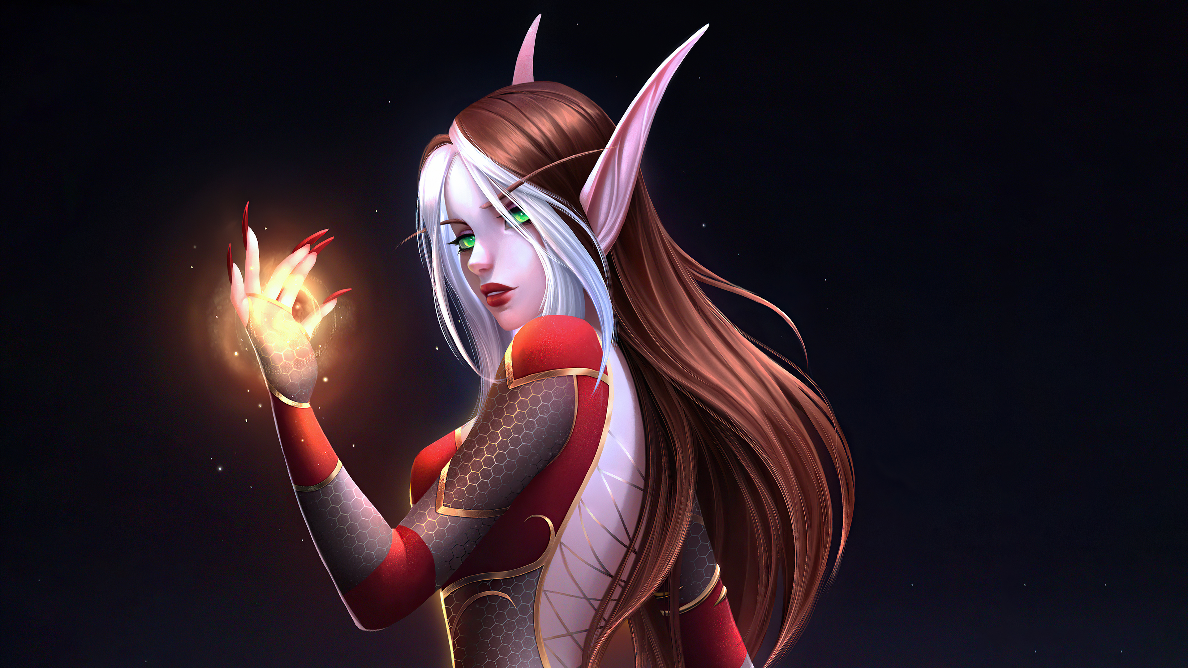 Elf casting magic in World of Warcraft HD Wallpaper