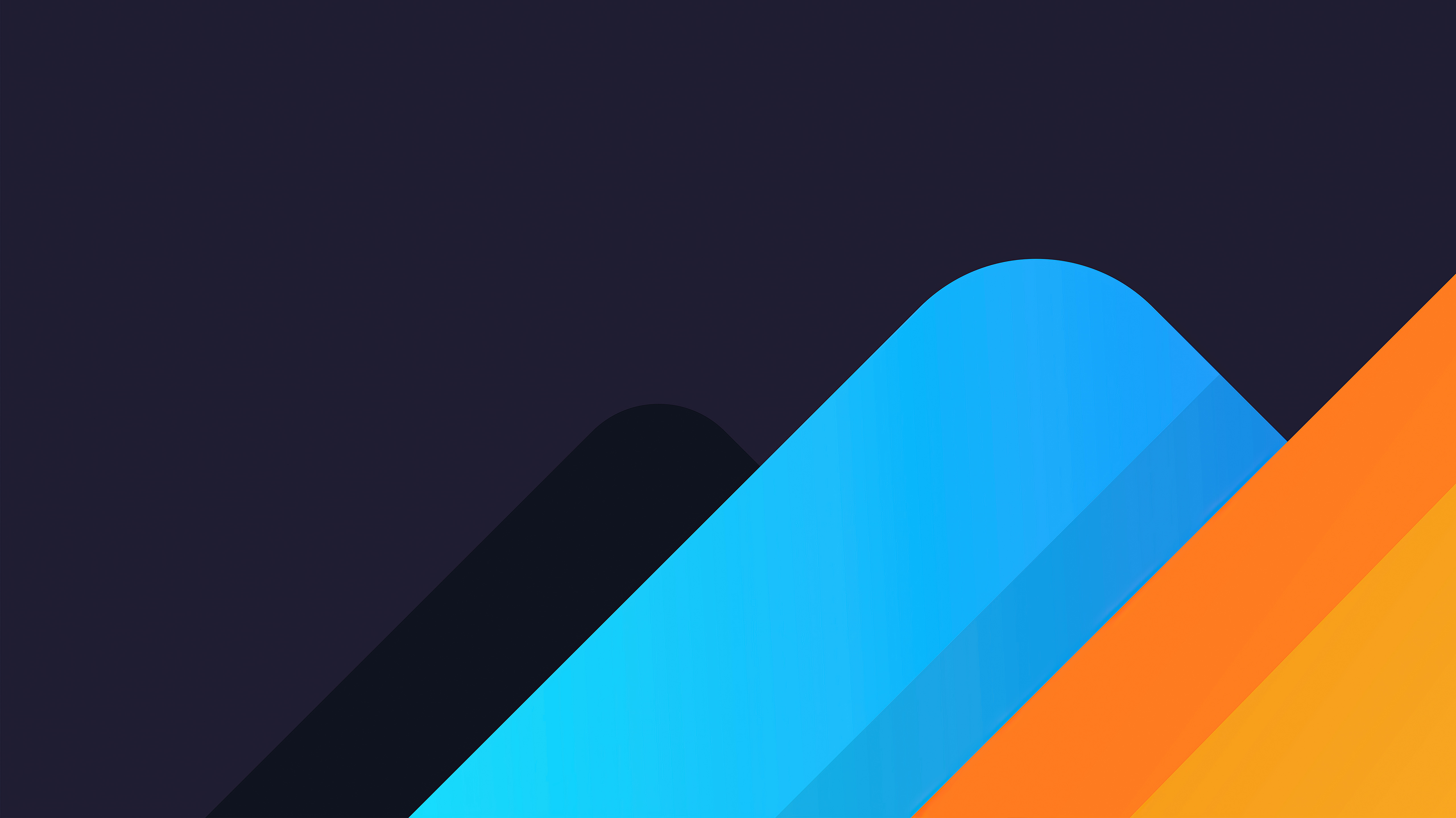 Abstract digital art with blue and orange shapes HD Wallpaper